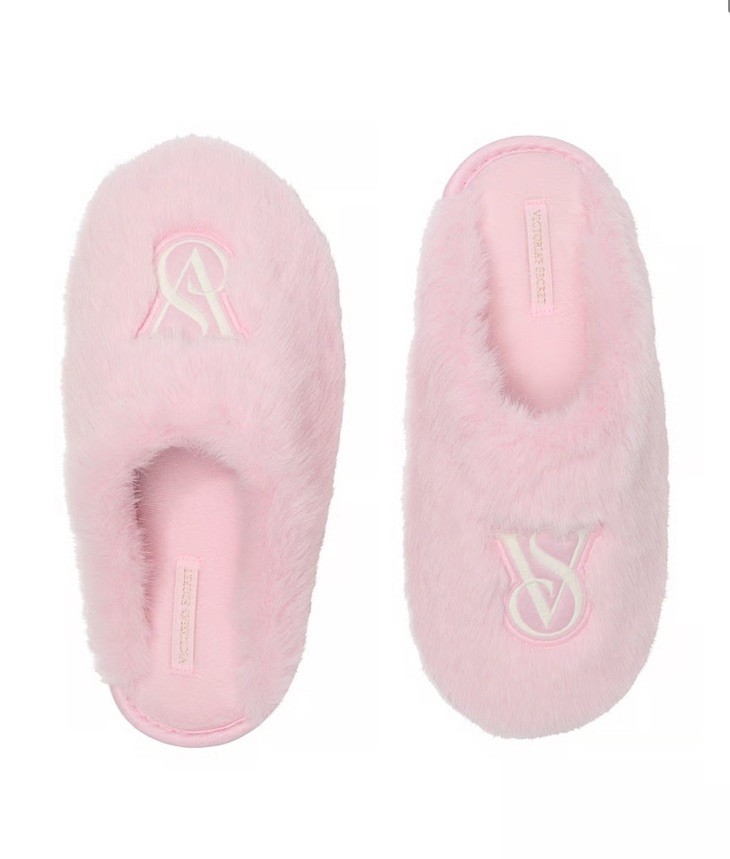 Victoria’s Secret VS Plush Closed Toe Faux Fur Slippers Washed Blossom S M L