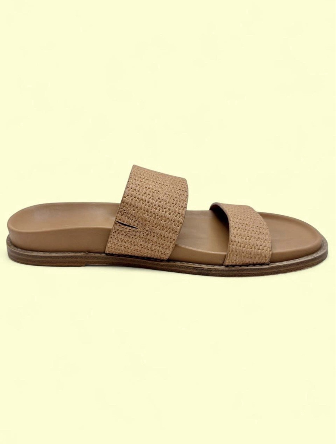 Joie Nimble Nell Double Strap Slide Beachy Sandals Size 6.5 Tan Brown Raffia
