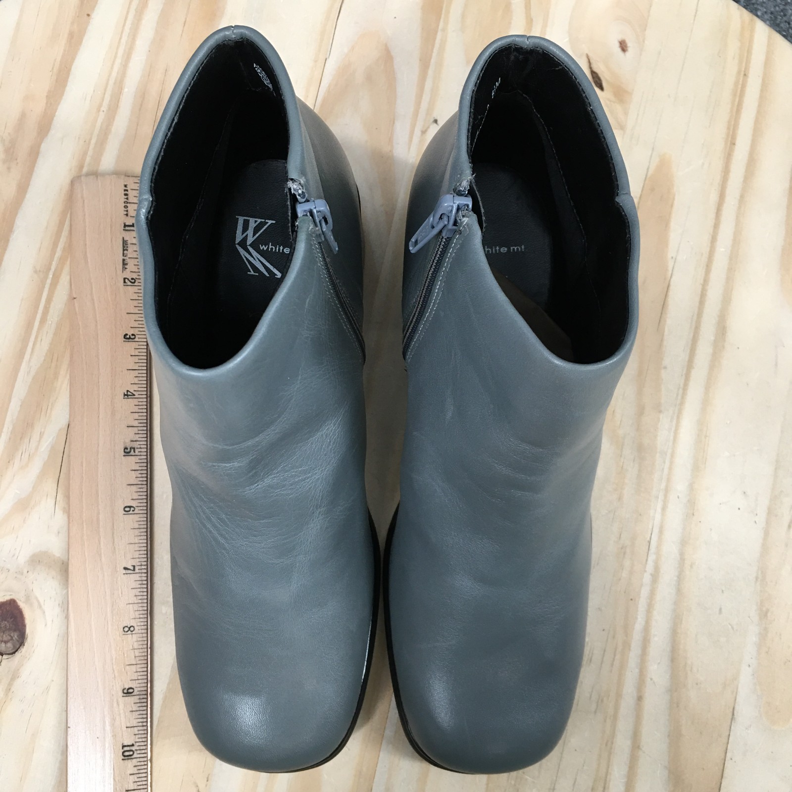 White Mountain Fairchild Boots Womens 8.5 M Ankle Bootie Block Leather Gray NEW