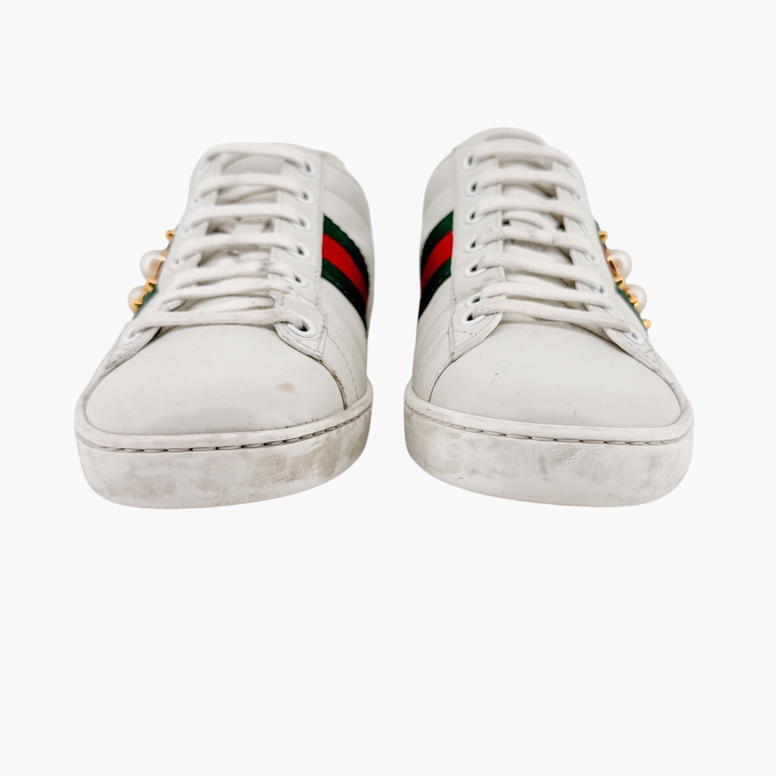 Gucci Ace Pearl Sneakers Size 36.5 US 6.5 White Leather Stud Spike Low Top Shoe