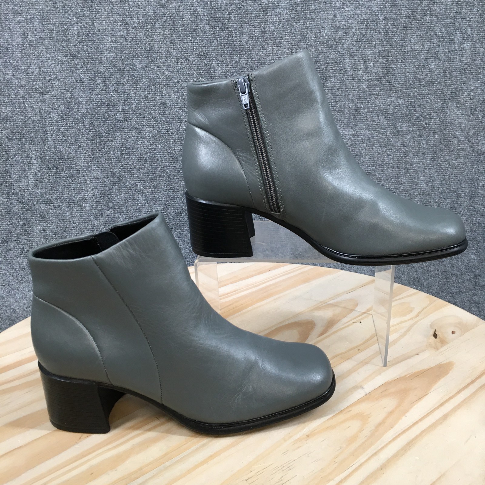 White Mountain Fairchild Boots Womens 8.5 M Ankle Bootie Block Leather Gray NEW
