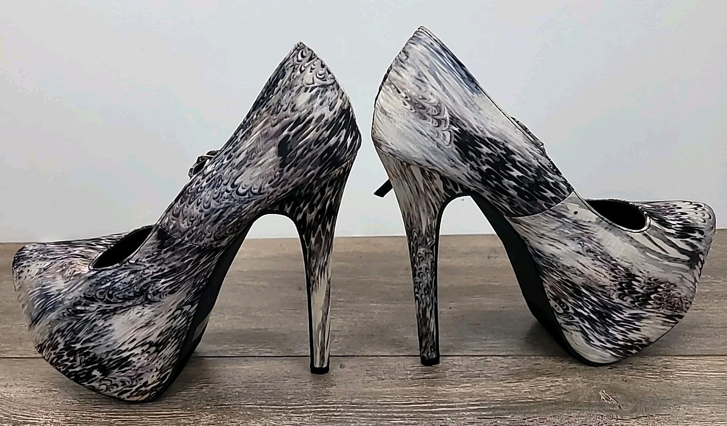 Ami Clubwear Platform Stiletto 6″ Heels Women’s 9 Black White Gray Beige