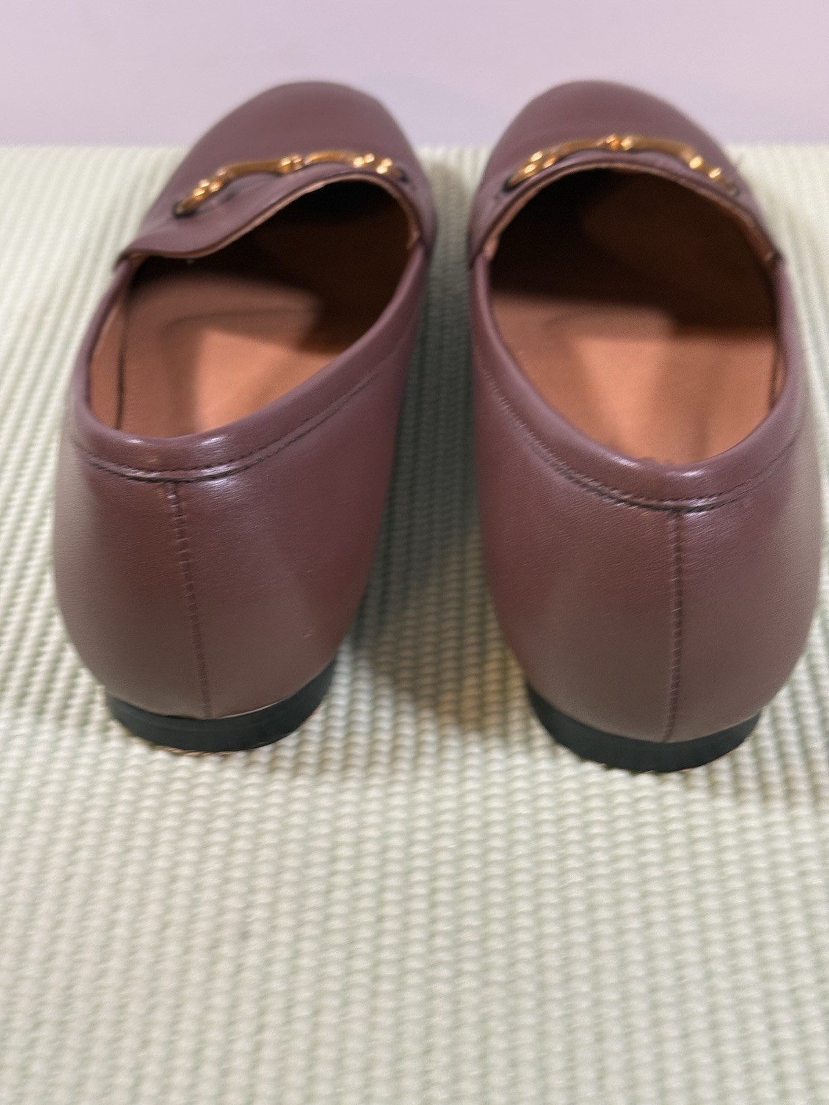 Divanne Brown Leather Loafer 10 Gold Buckle Preppy Classic Casual Comfy Office