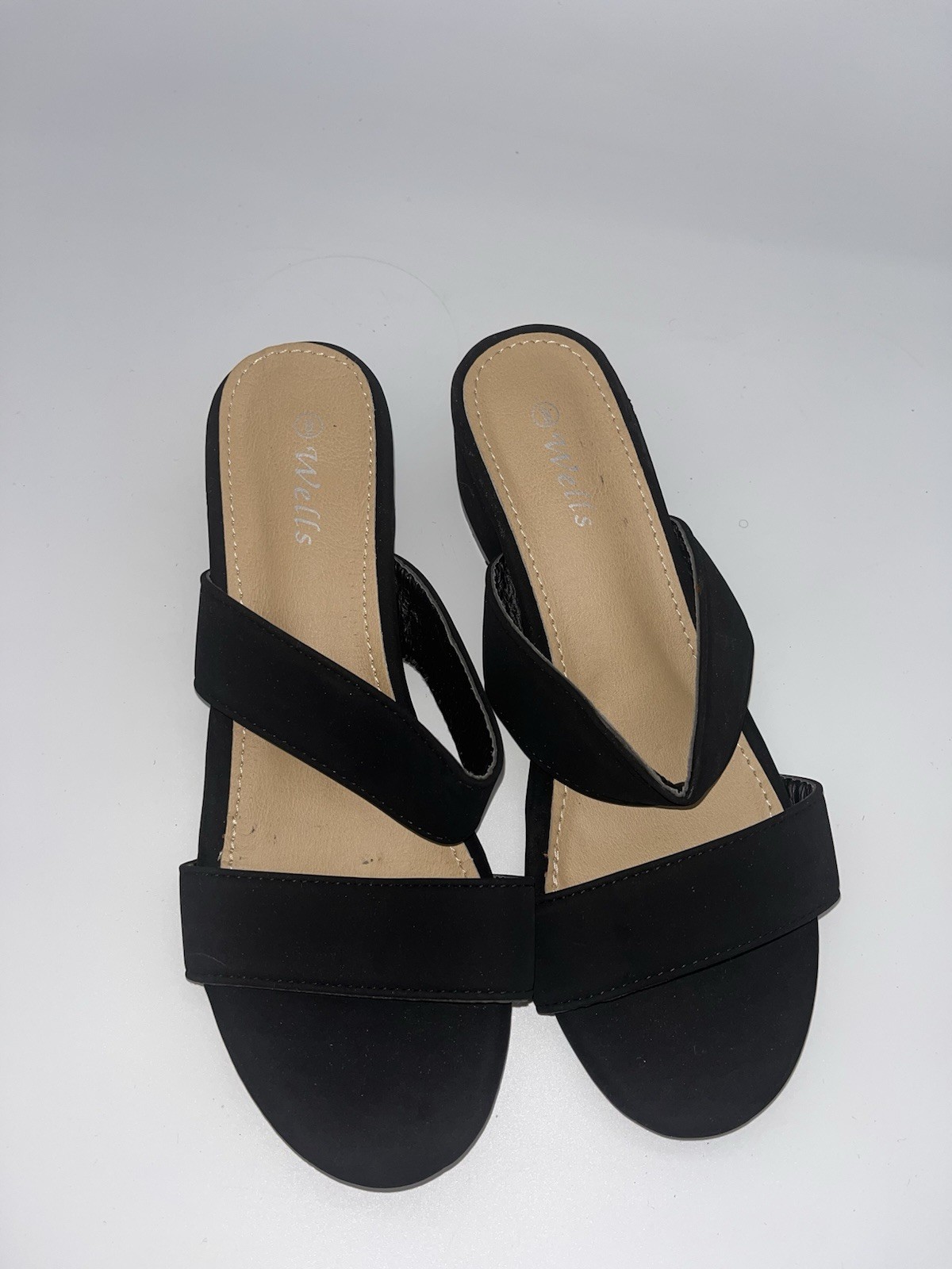 Wells Wedge Sandals Womens Size 9 Black