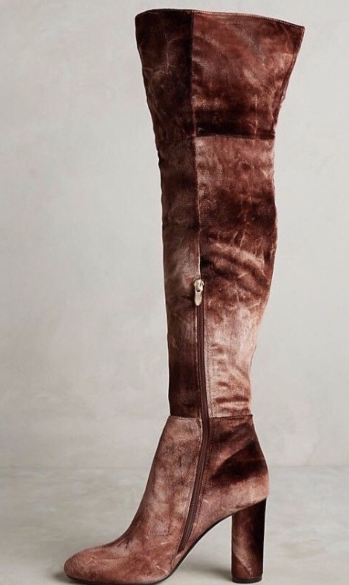 Free People Silent D Boot Over The Knee Heel Ombre Velvet brown tan 41/ 10 NEW