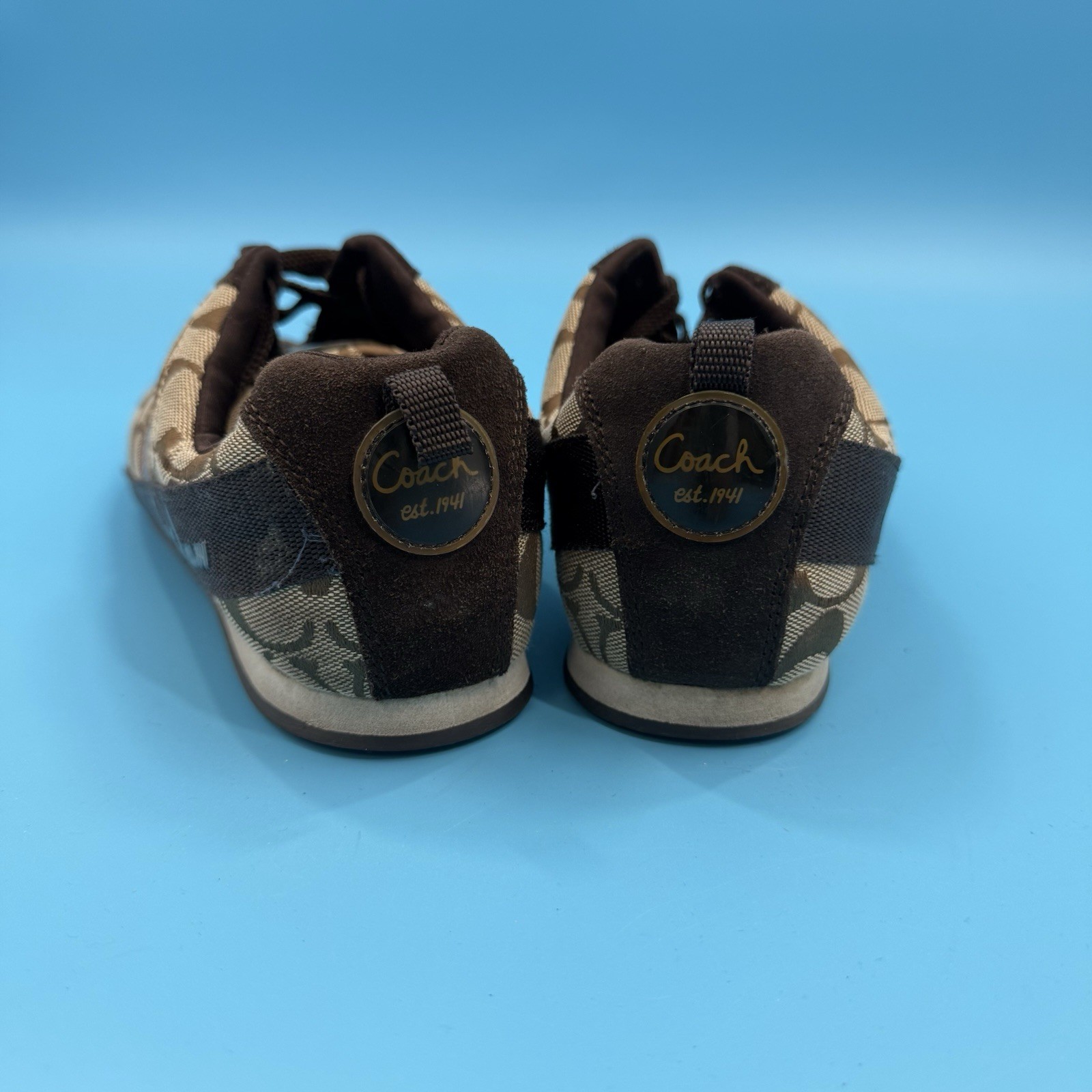 Coach Hadley Signature Sneakers Brown Canvas Leather Women’s 8.5M