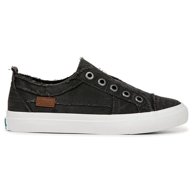 Blowfish Malibu Play Women Black Canvas Slip On Sneaker Distressed Sz 7 M New