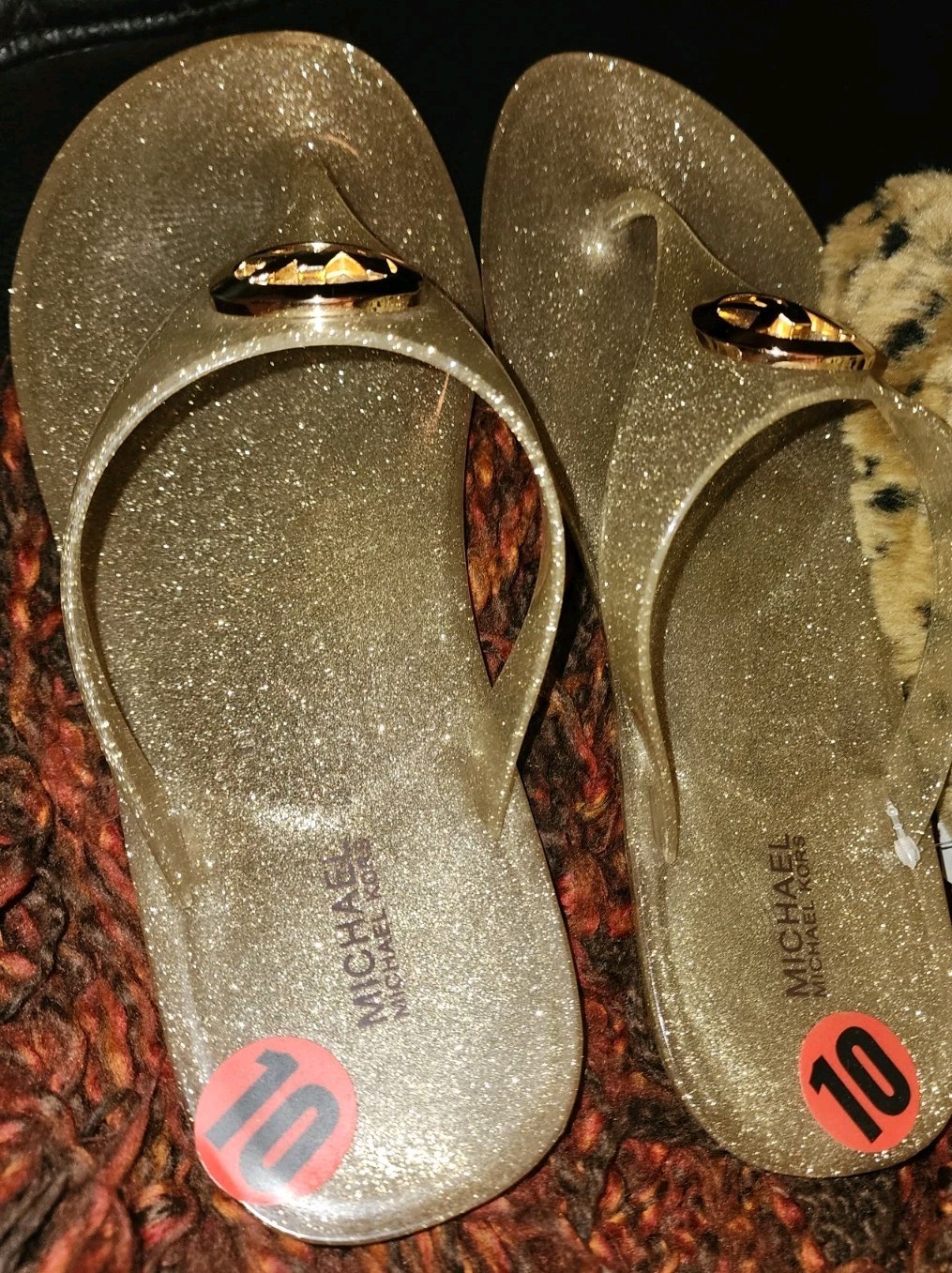 Michael Kors Lillie Jelly Sandals Women’s sz 10 Slip-on Gold Sparkles NWT Rare!