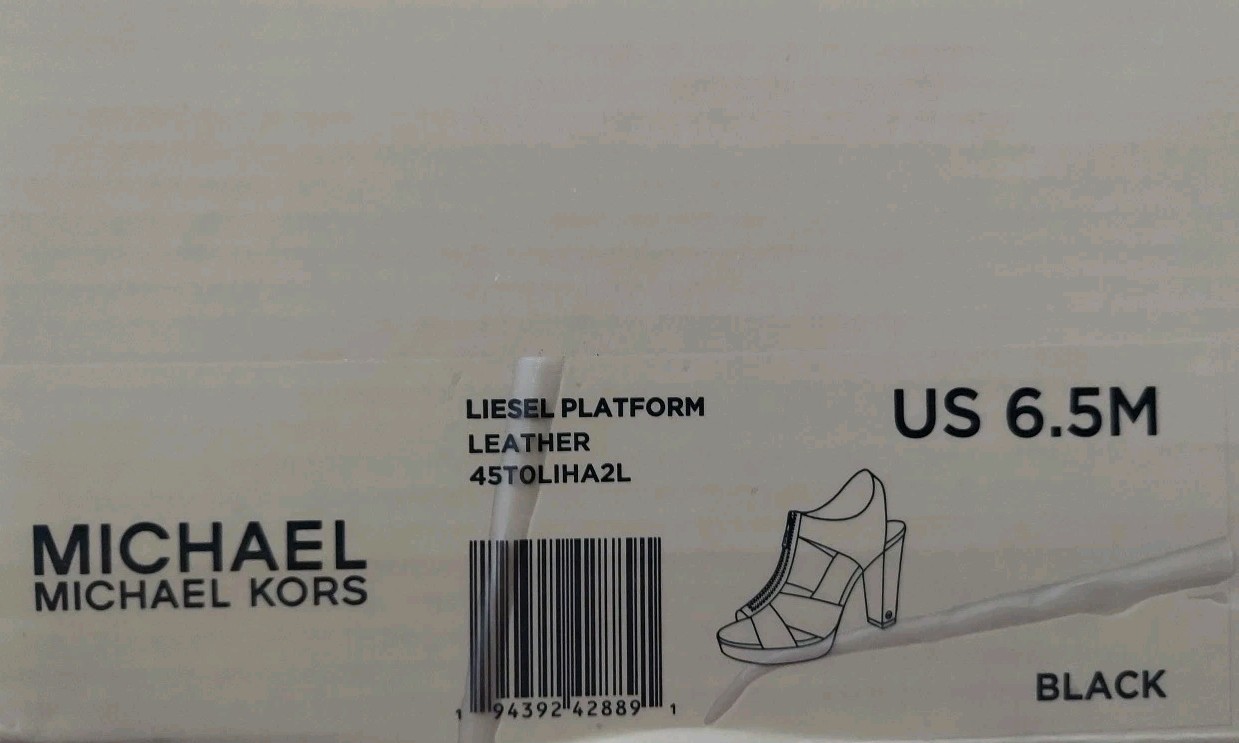 Michael KORS LIESEL Black SILVER Logo Zipper T Strap Platform Sandals LOVE SHOES