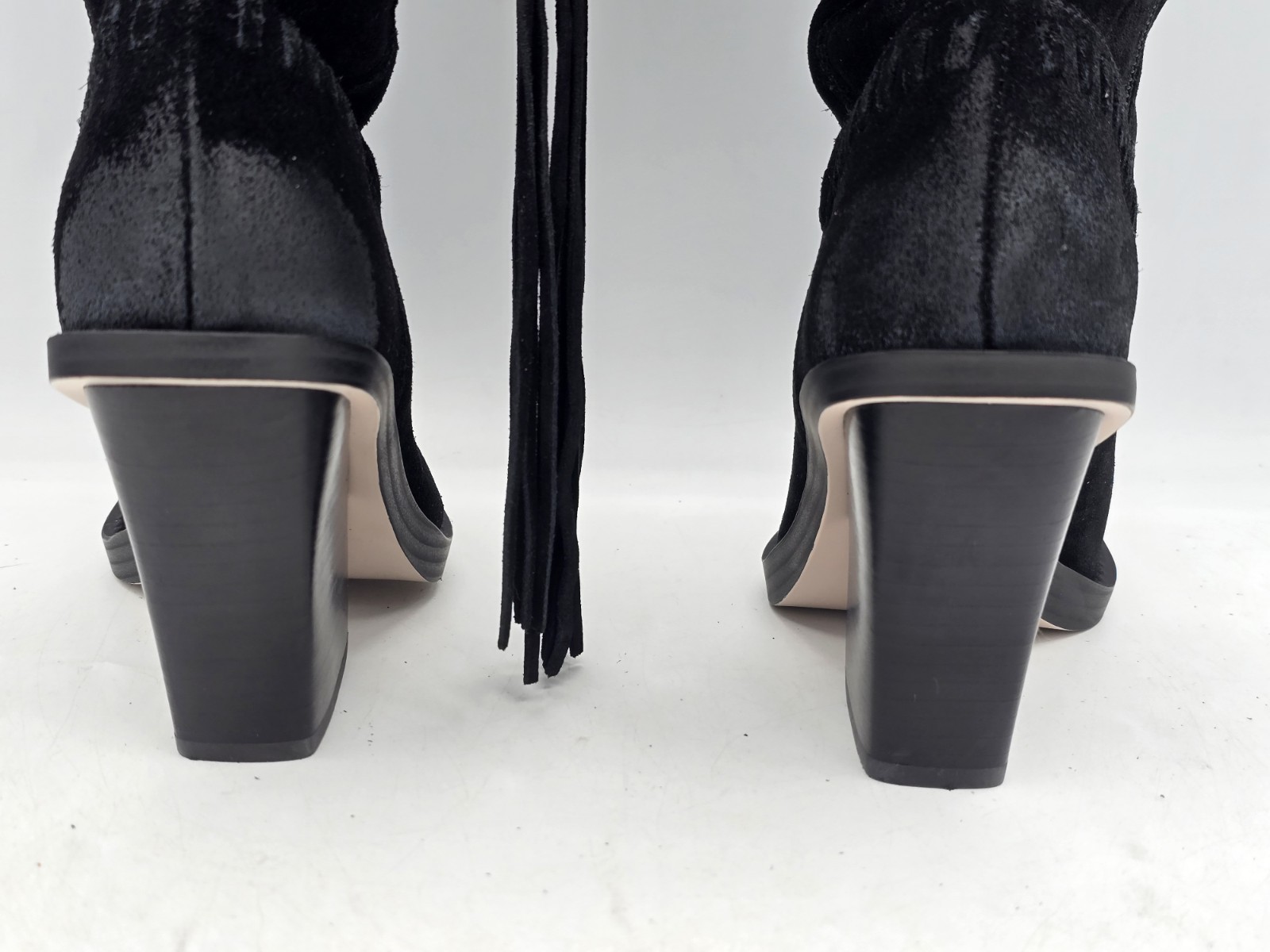 Jessica Simpson Women’s Lisabeth Knee-High Fringe Cowbow Boots – Black Size 5M