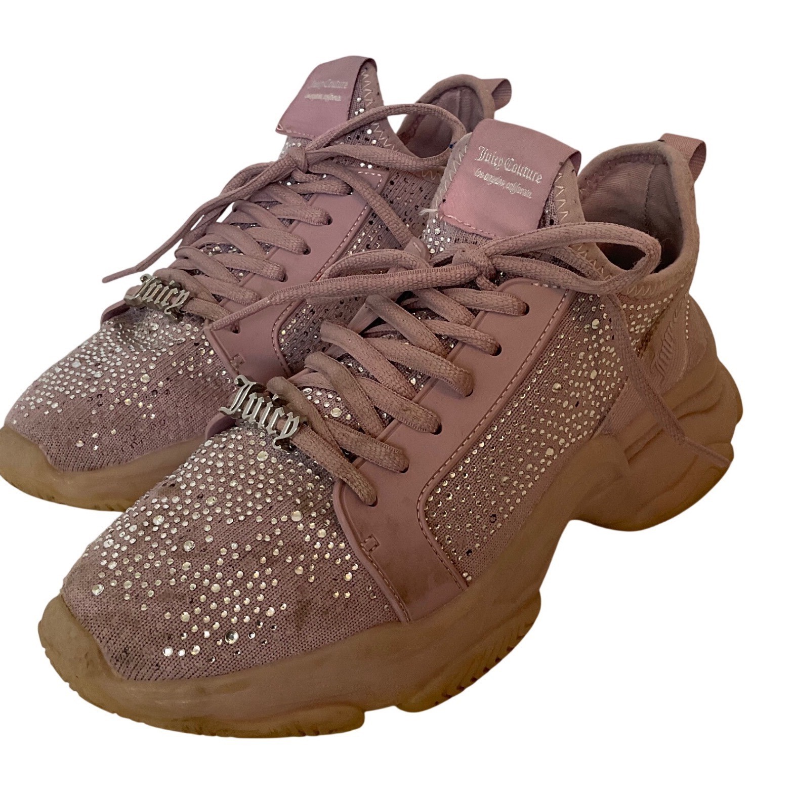 Juicy Couture Cabana Rhinestone Chunky Sneakers Mauve Pink Womens 8 Y2K Platform