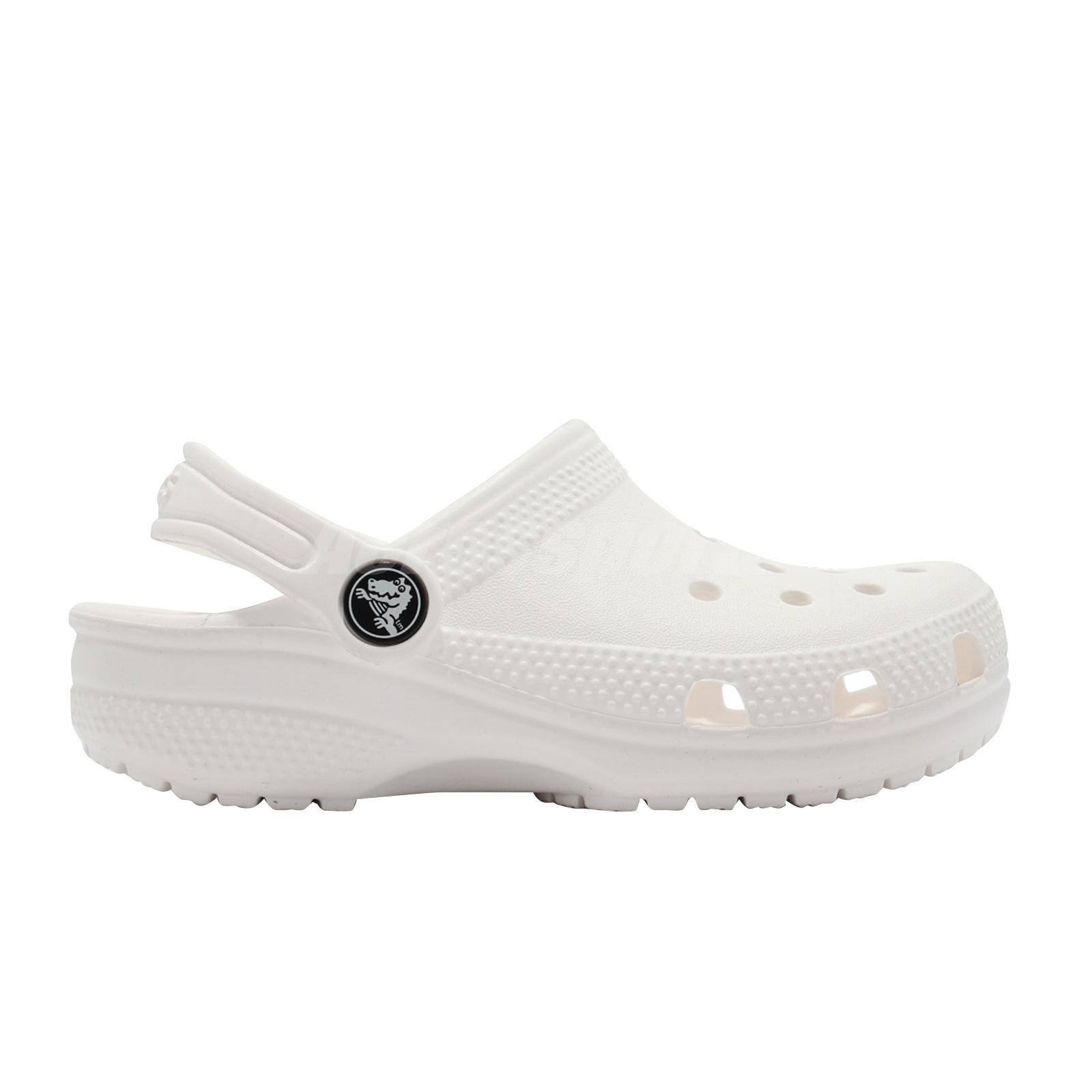 Crocs Classic Clog K White Black Kids Preschool Slip On Casual Sandal 206991-100