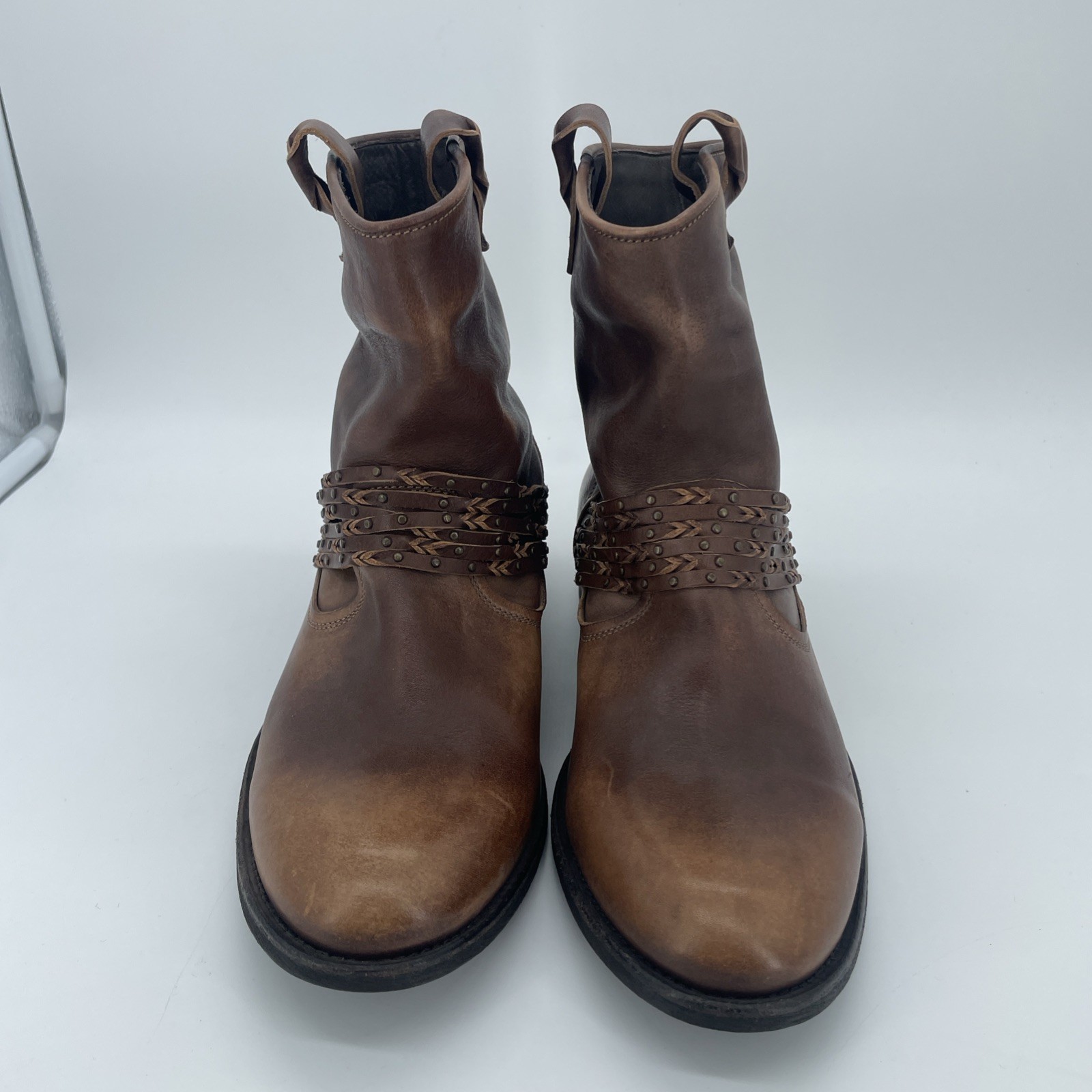 N.D.C. Made By Hand Boots Womens 39 / 8 Brown Leather Ankle Booties Low Heel