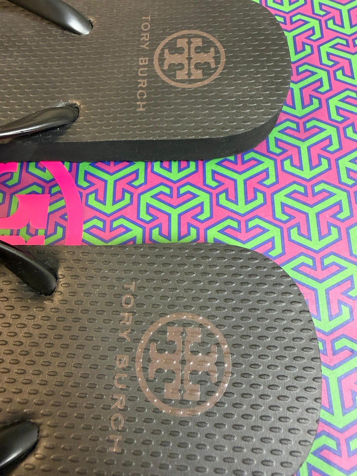 Tory Burch Flip Flops 6 7 8 9 10 Women Sandals Rubber Sole PVC Strap Black