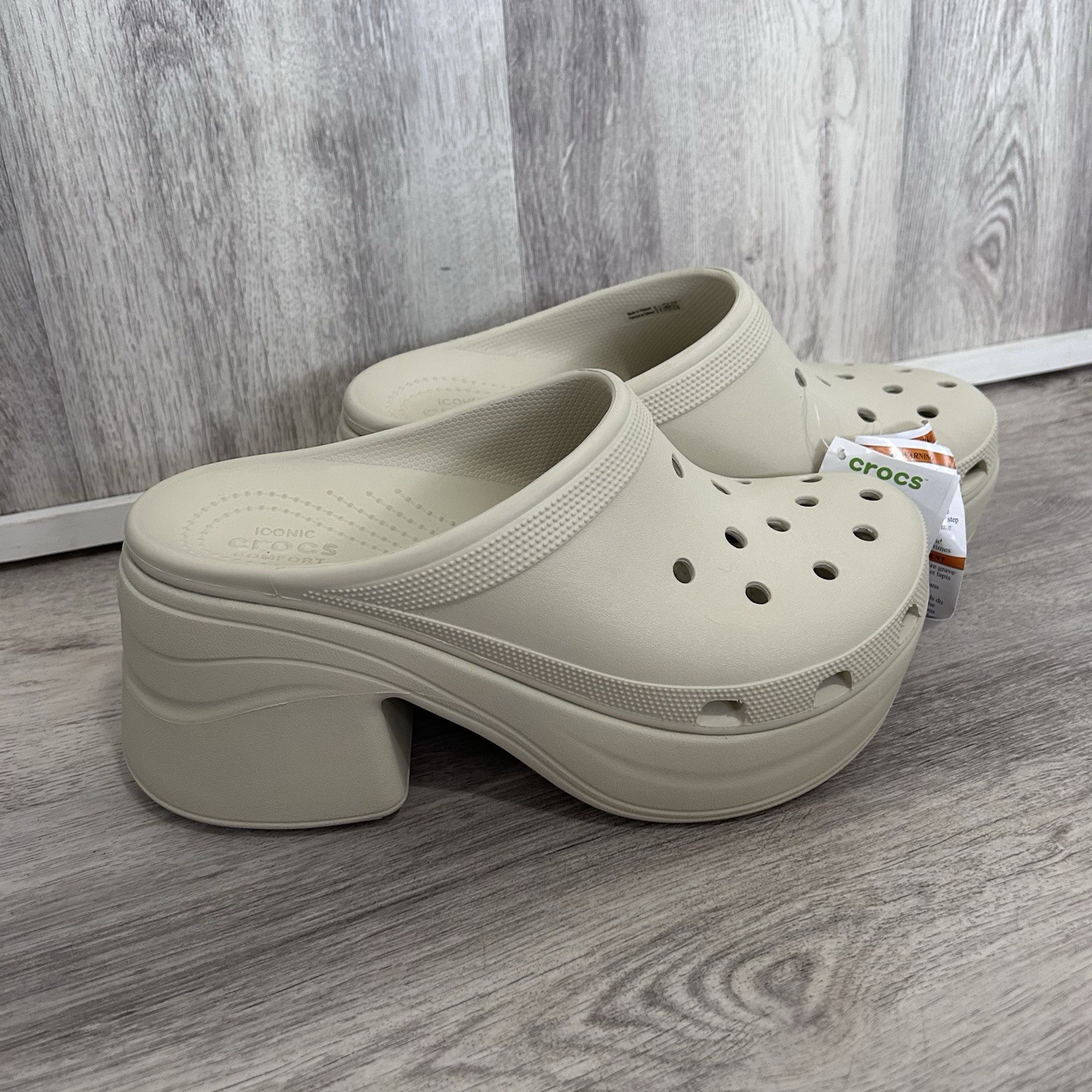 Crocs Siren Clogs Chunky Platform Heels Women 11 Bone Ivory Off White New