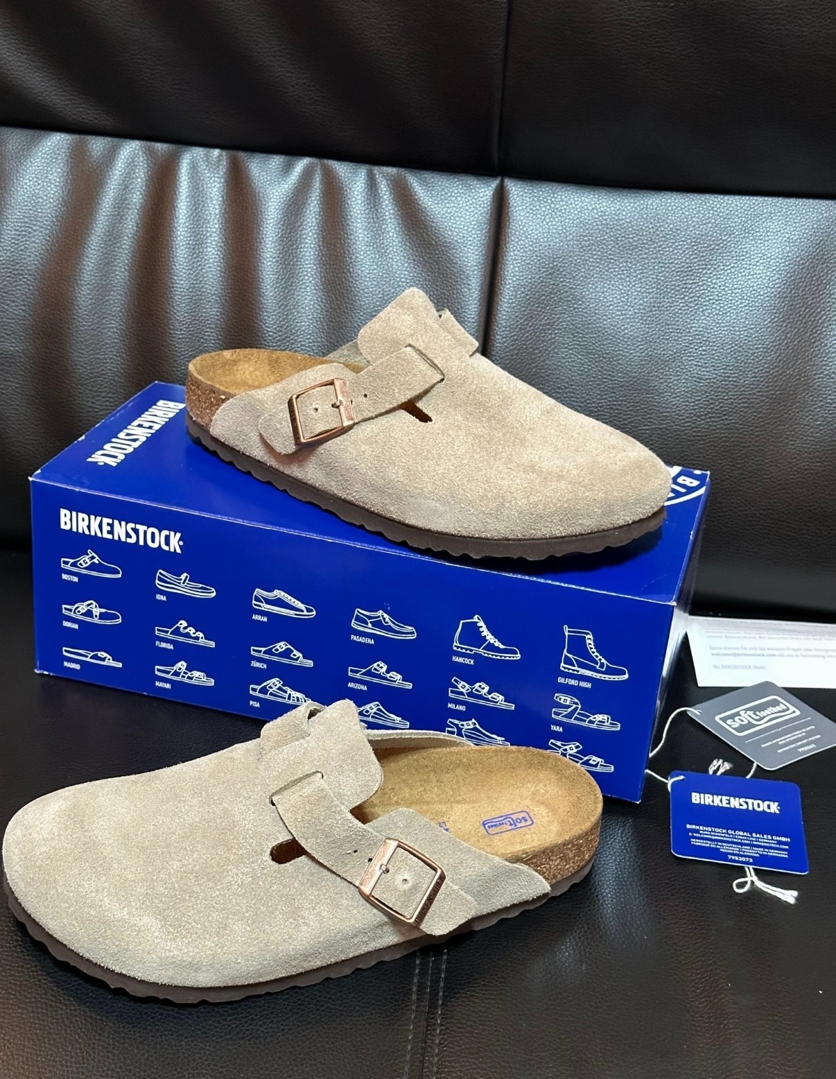 Birkenstock Boston Soft Footbed Suede Leather Taupe Clogs Unisex Shoes New