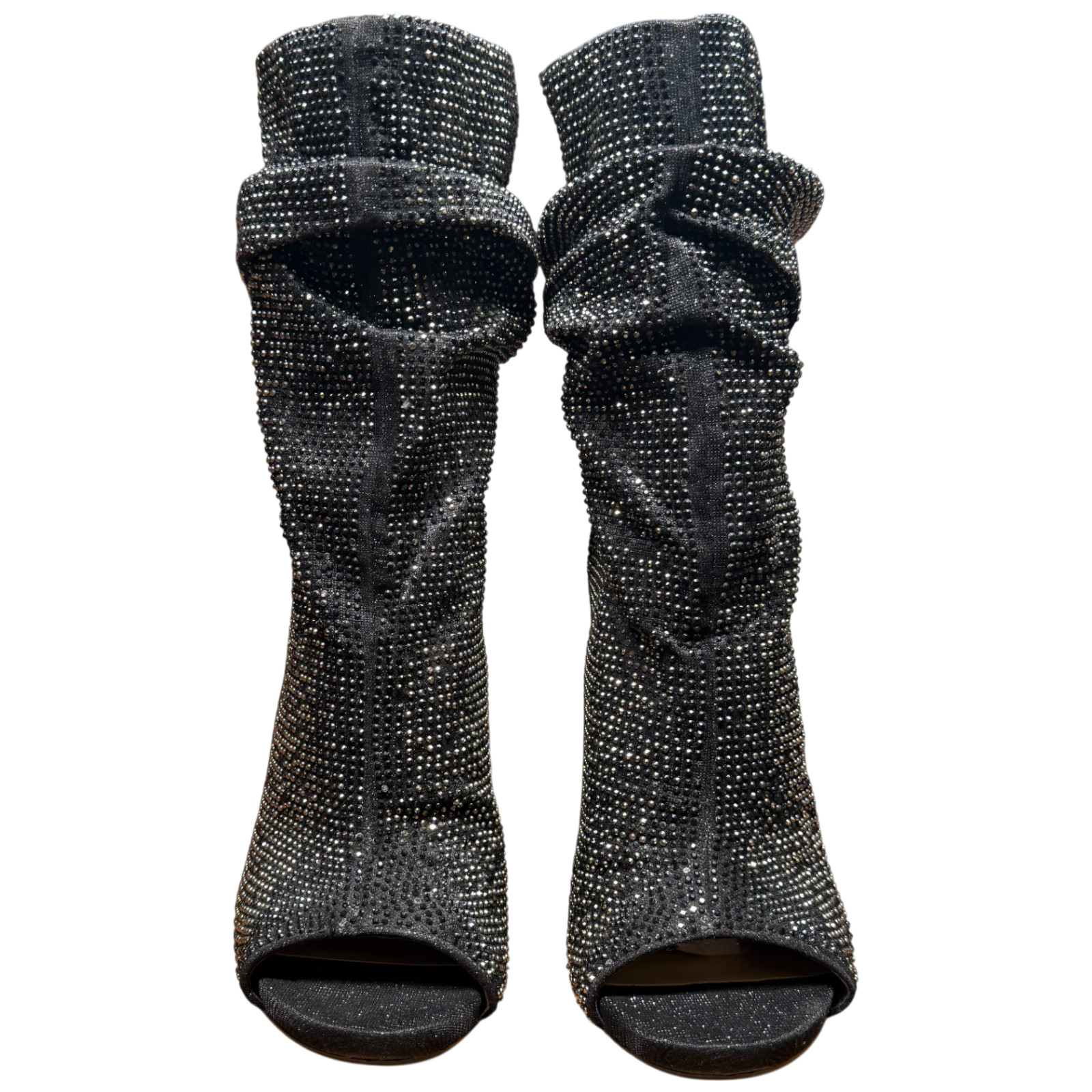 JESSICA SIMPSON Rinnah Women 37/US6.5M Rhinestone Open Toe Slouchy Booties NYE