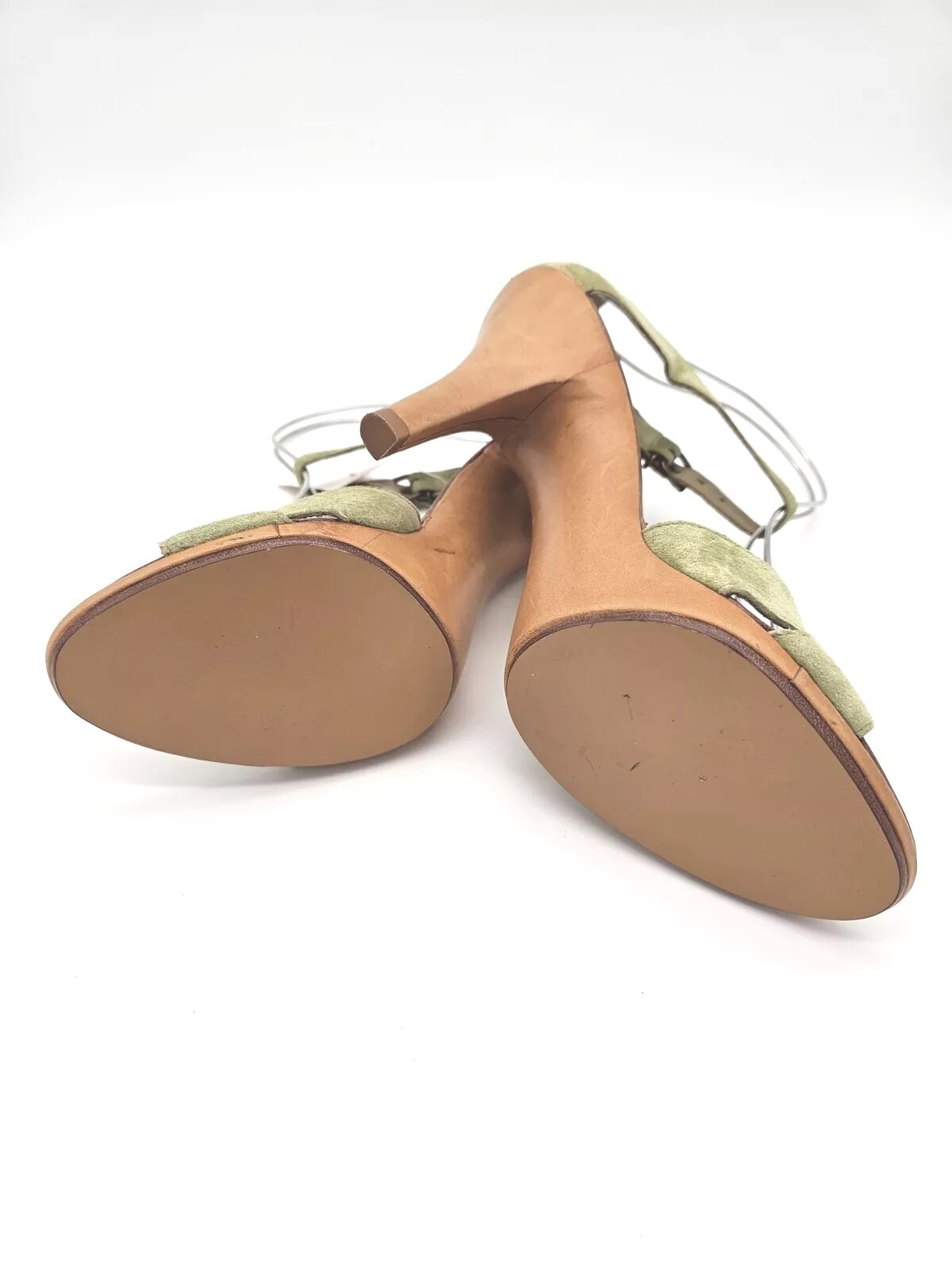 MICHAEL KORS Women’s ALL LEATHER Pear Green Suede Sandal Heels 9.5 Fits 9 NWT 🍐