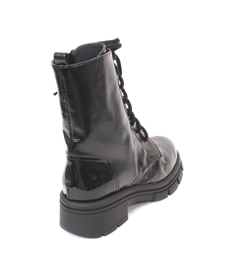 Vernissage 48239b Black Patent Leather Zip-Up Lace-Up Ankle Boots 41 / US 11