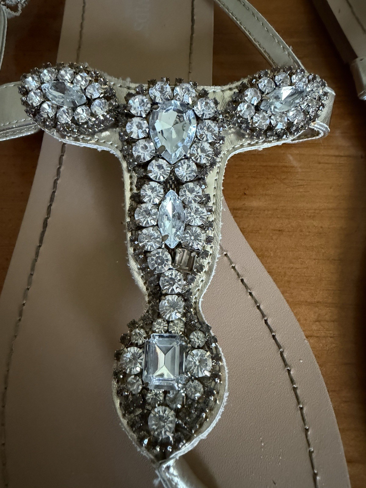 David’s Bridal Rhinestone Strappy Ankle Strap Buckle Sandals Silver US 9M