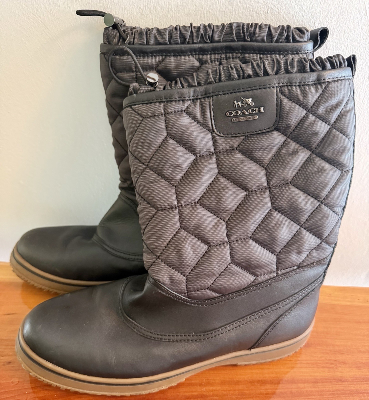 Coach Woman’s Black Size 9 1/2 Boots with Drawstring Closure
