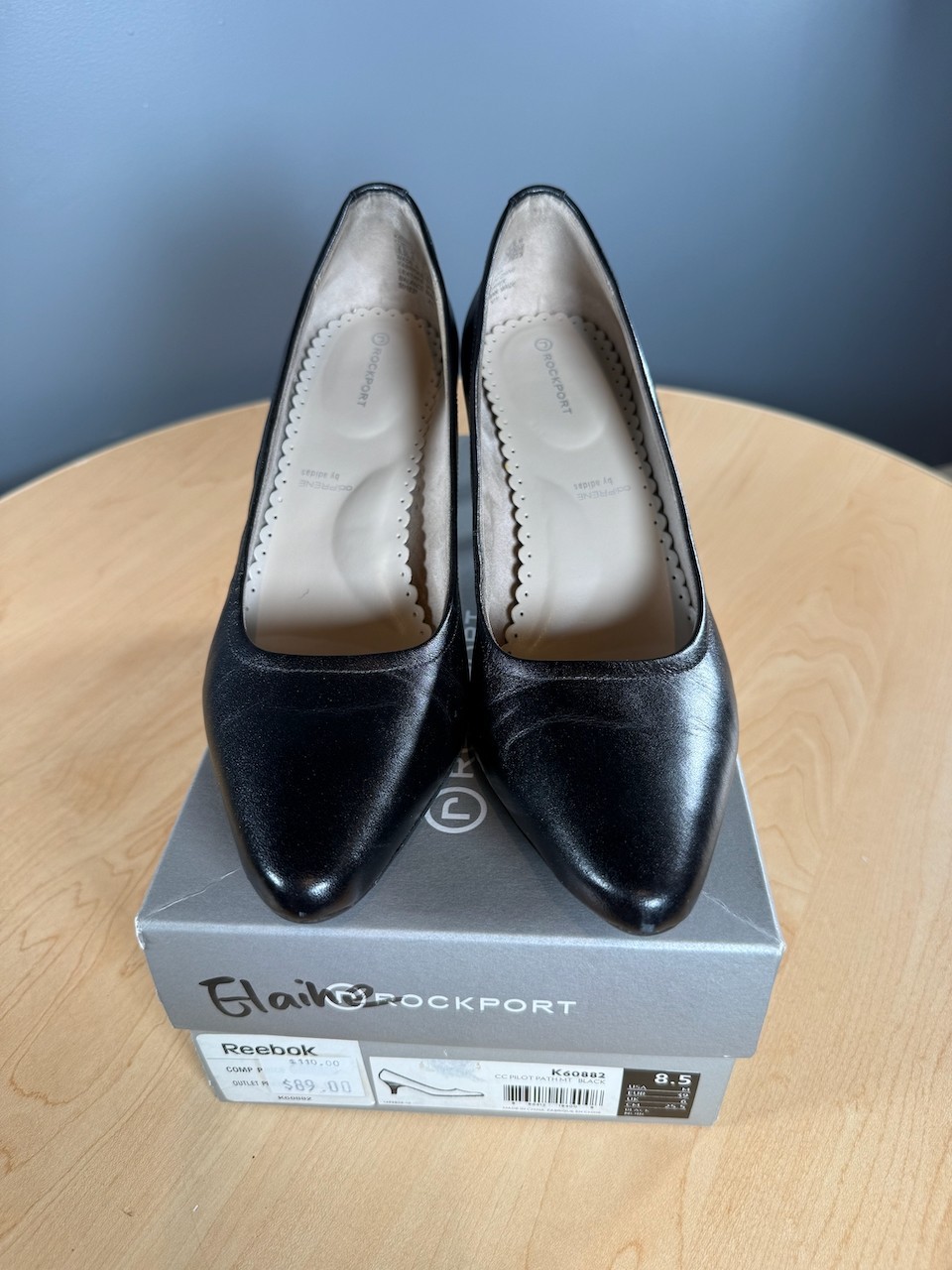 Rockport Total Motion Black Leather Pumps – Women’s Size 8.5 – Comfort Dress Hee