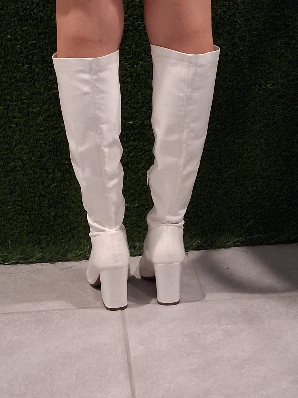 Fashion Nova White Knee High Boots Pointed Toe Block Heel Sz 6 M FNFFF2232 NEW