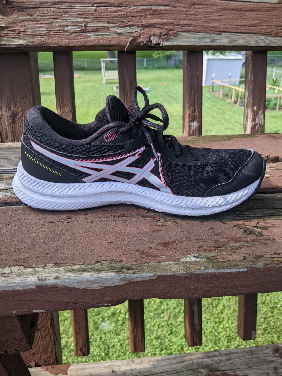 Asics Gel Contend 7 Women’s Black Pink Running Shoe sz 11 Pre Owned