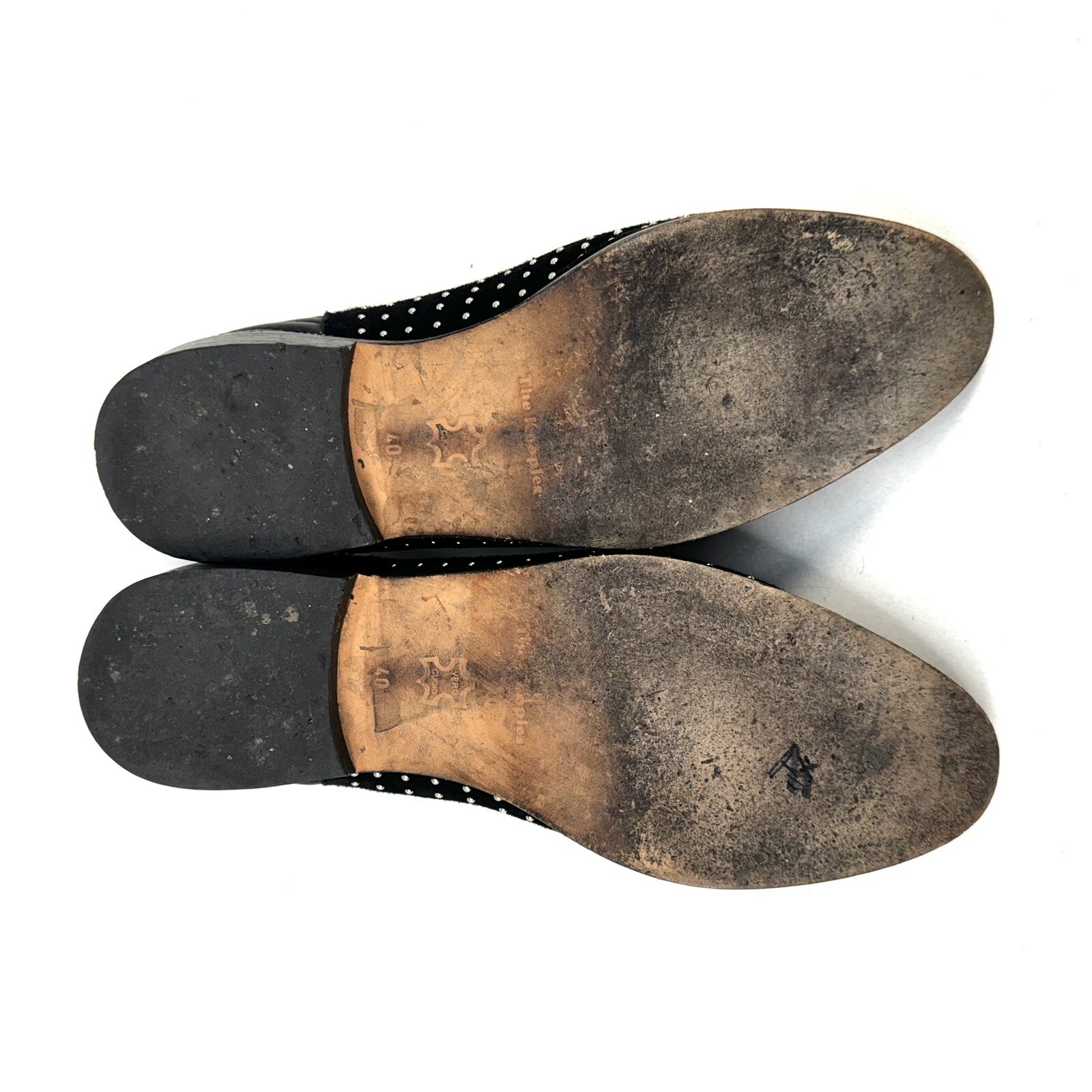The Kooples Black Suede & Leather Studded Zipper Trim Detail Loafers Size EU 40