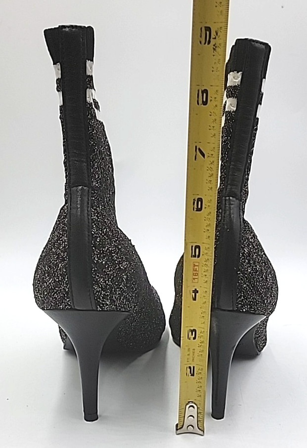 New Stuart Weitzman Waverly Sock Boots Ankle Black Gold Stretch Women’s 10M