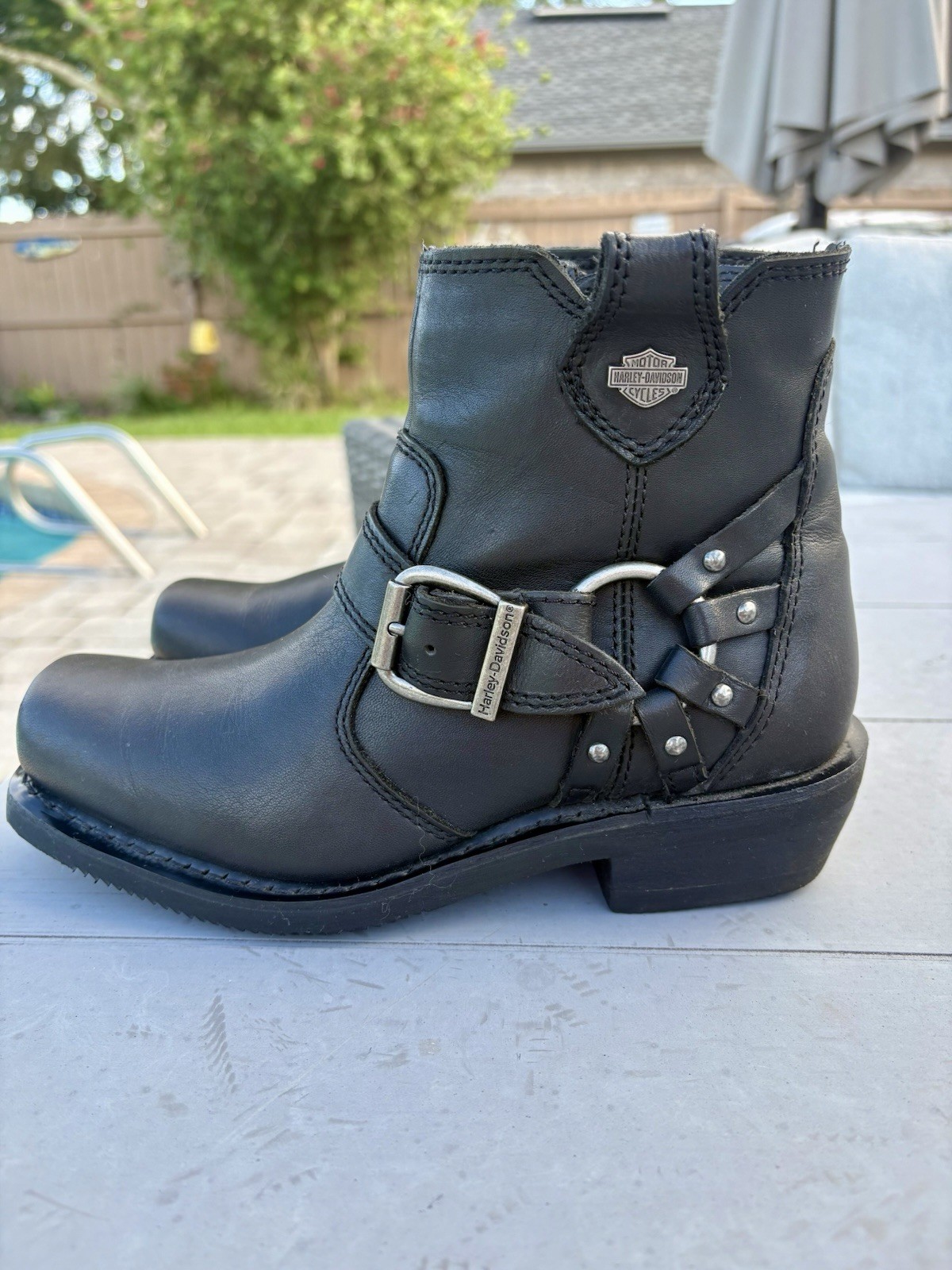 Ladies Harley-Davidson Black Leather Boots Size 7