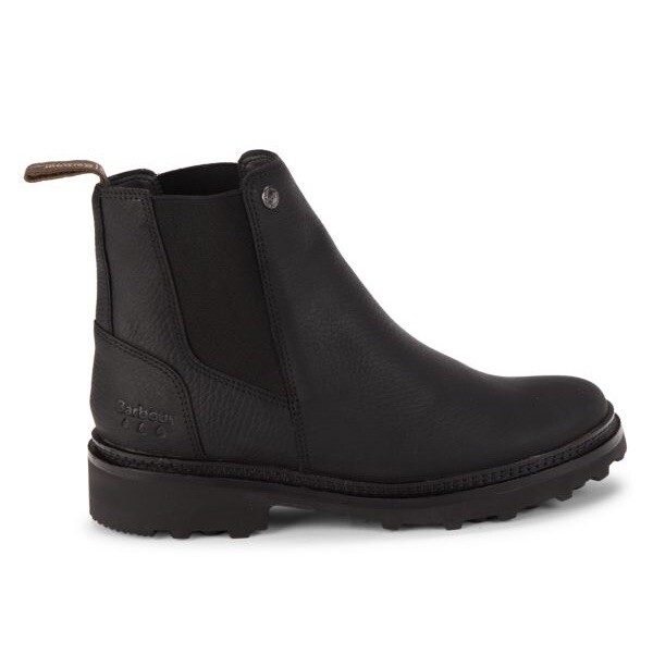 NEW BARBOUR ELLSION BLACK LEATHER CHELSEA LUG UNISEX BOOTS SIZE 6 $230 :
