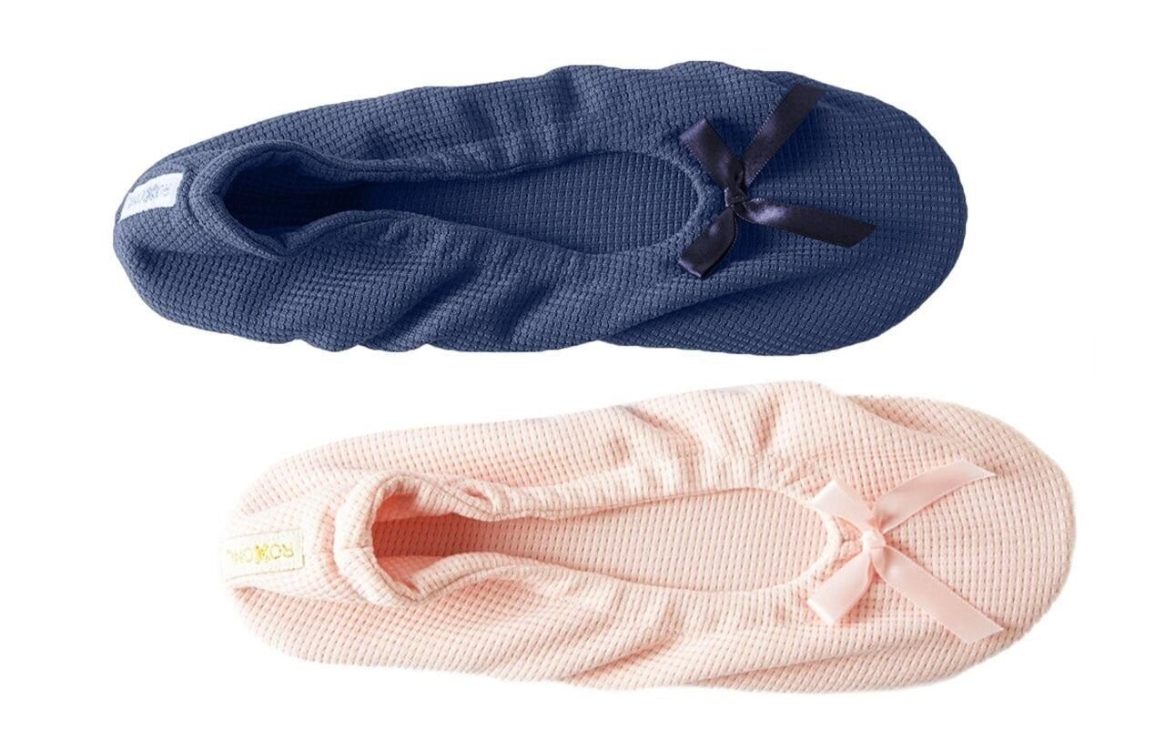 Very Peri Women’s Flat Slip On Terry Classic Cotton & Velour Ballerina Slippers