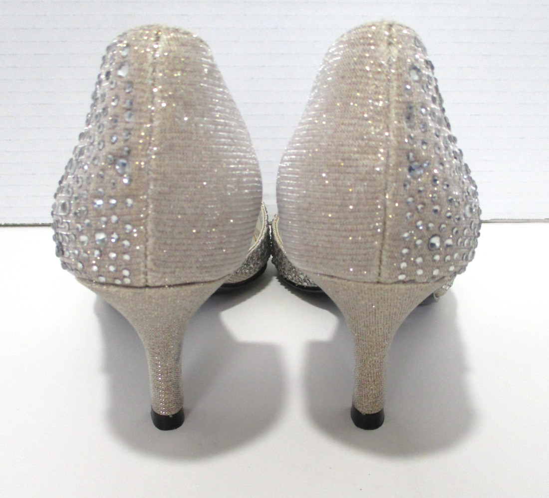 Caparros MacKenzie Open Toe Heels Womens 7 Champagne Sparkle Dress Shoes