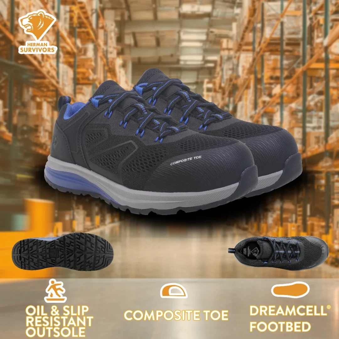 HERMAN SURVIVORS – SIZE: 9.5 – Cassle Slip-Resistant Composite Work Sneakers