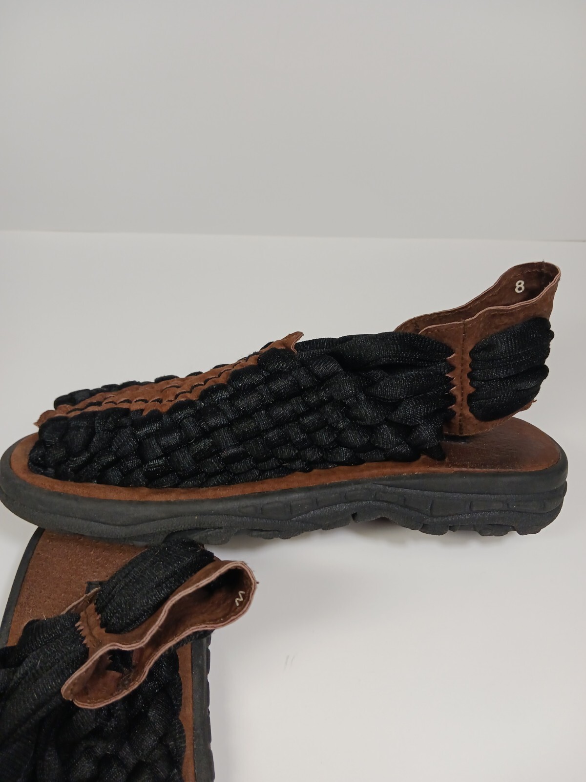 Chubasco UNISEX Sandals size 8 Black/Coffee Nylon/Leather Hand woven COMFORTABLE