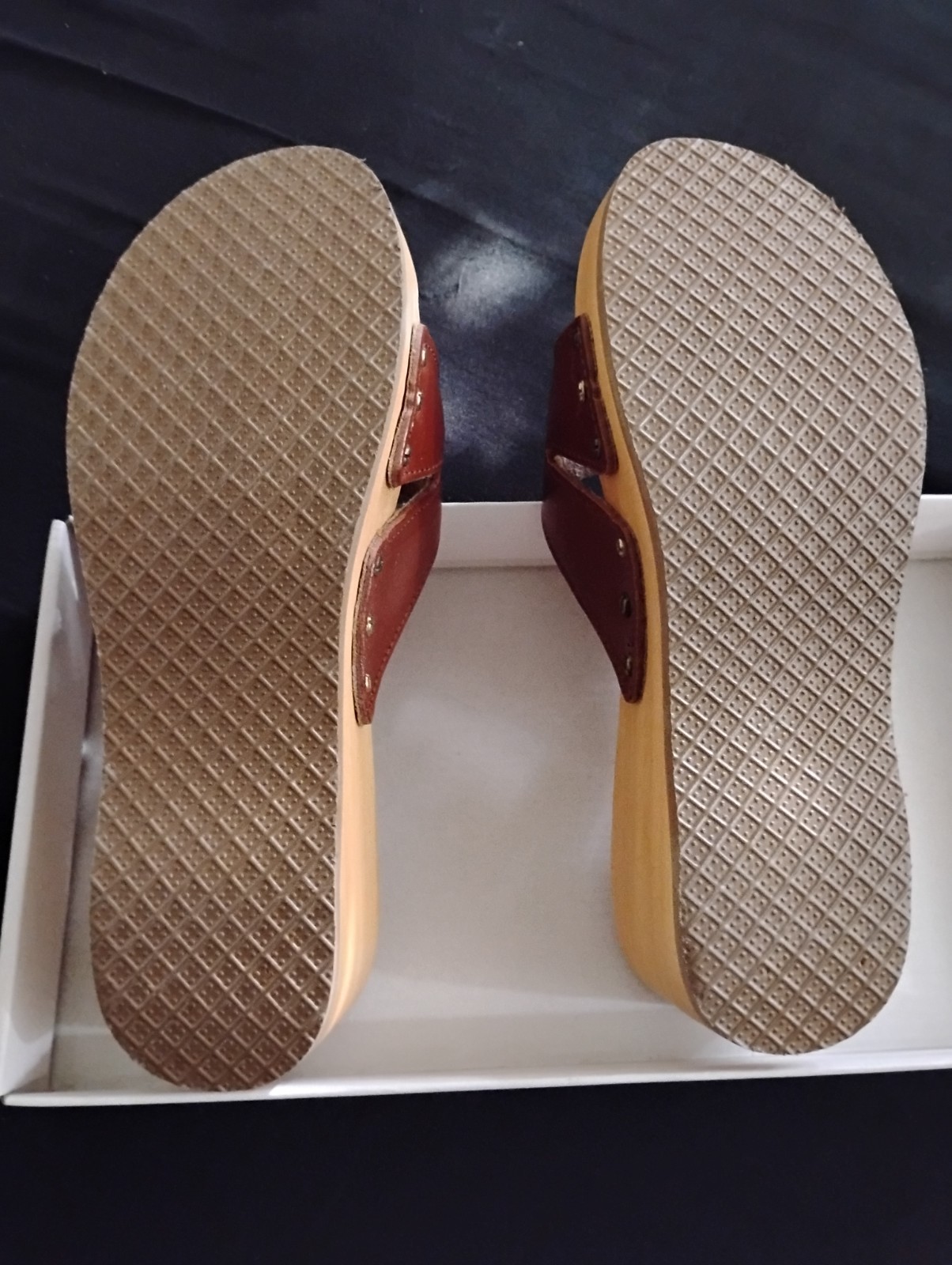 Dr. Scholl’s NEW Original Wood,Wooden Platform Slide Sandals Size 7 M Italy