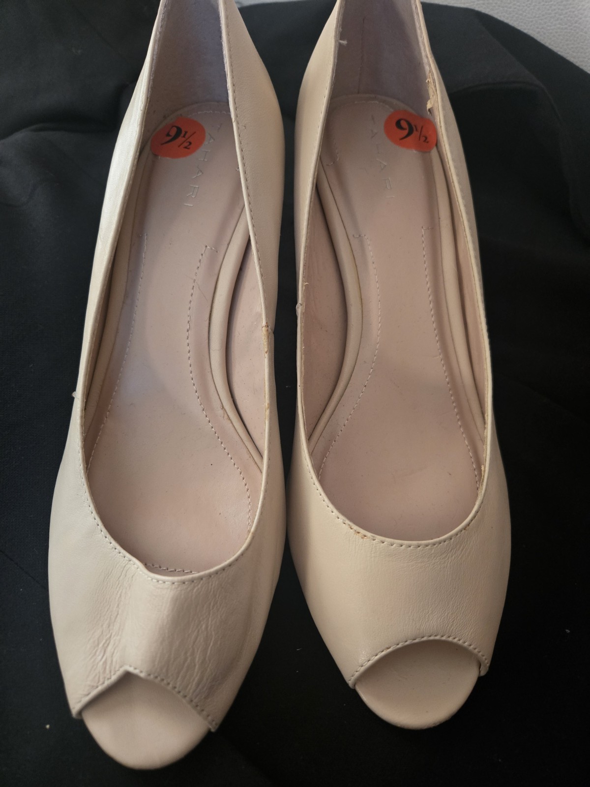 Tahari Jayne Peep-toe Heels Natural Beige New Display Model Sz9.5 NWOB