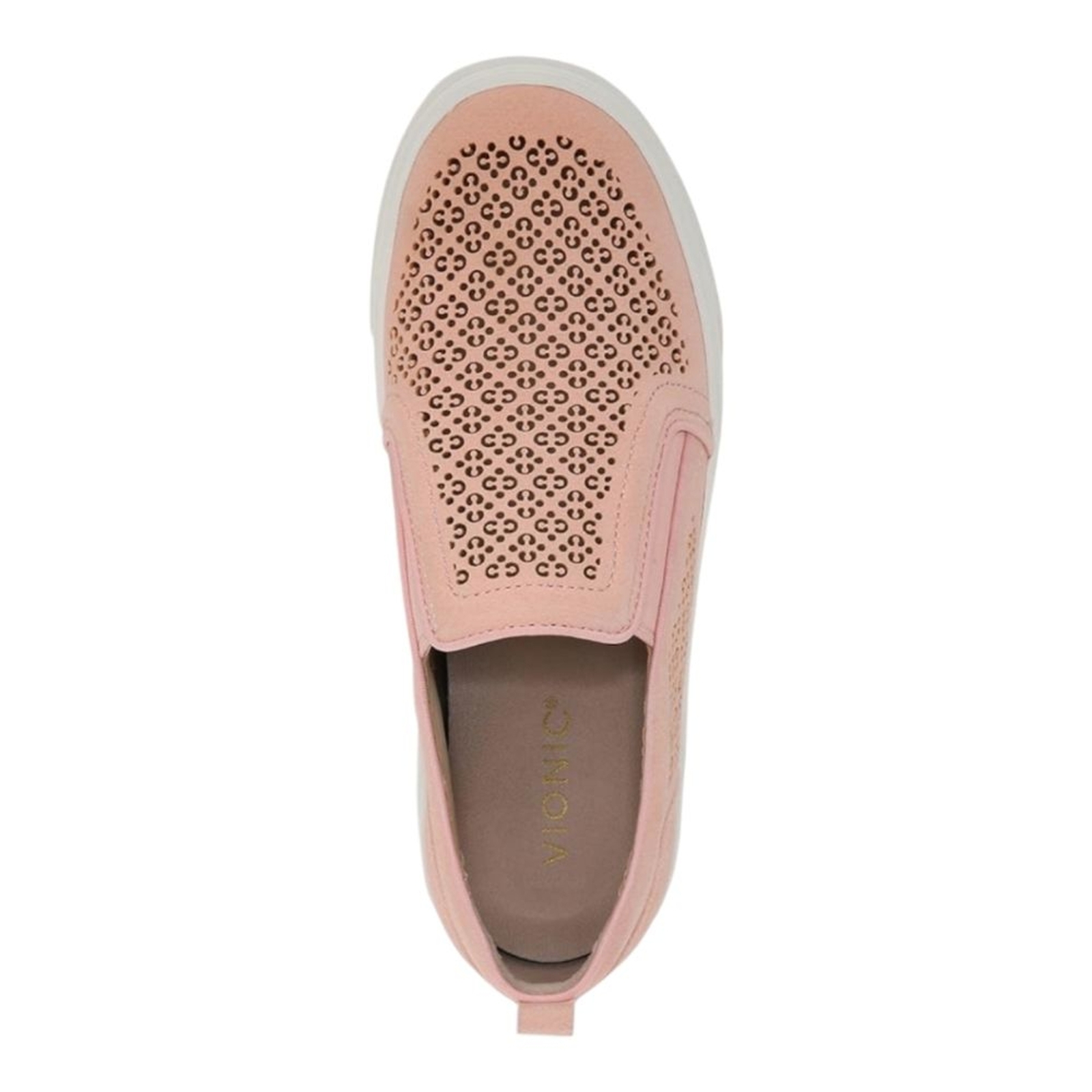 Vionic Kimmie Perf Roze Coral Laser Cut Arch Support Slip on Sneaker Shoe 7.5