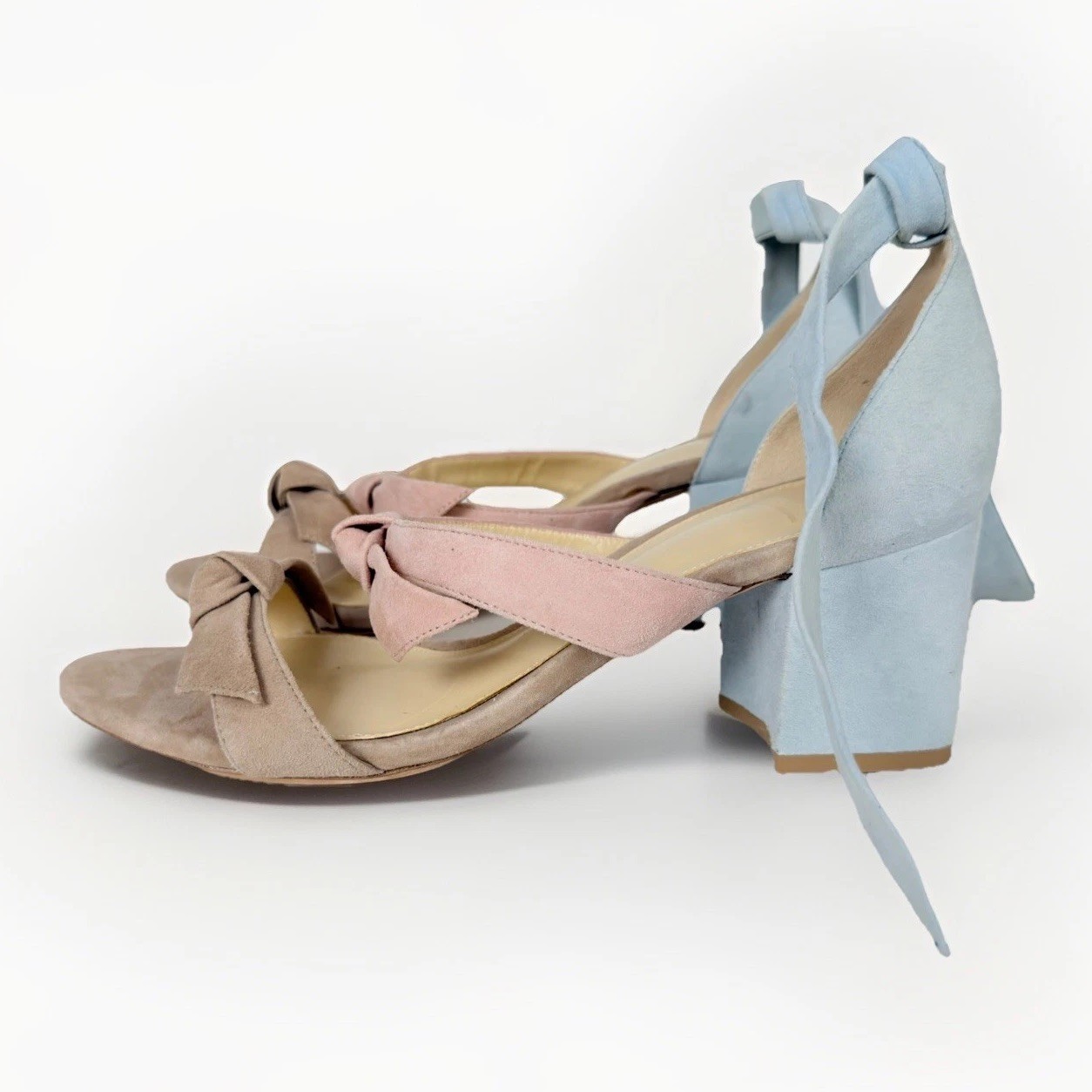 Alexandre Birman Clarita Suede Bow Block Heel Sandals EU 37 US 7 NWOB