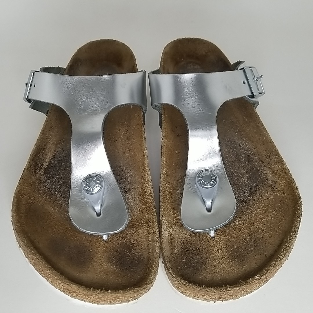 Birkenstock Gizeh BS Silver Comfort Leather Sandals Womens sz US 10-10.5/EU 41