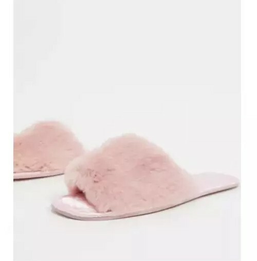 ASOS ~ Pink ~ Soft ~ Furry ~ Quilted ~ Slide-On Slippers ~ Size Large (9/10)