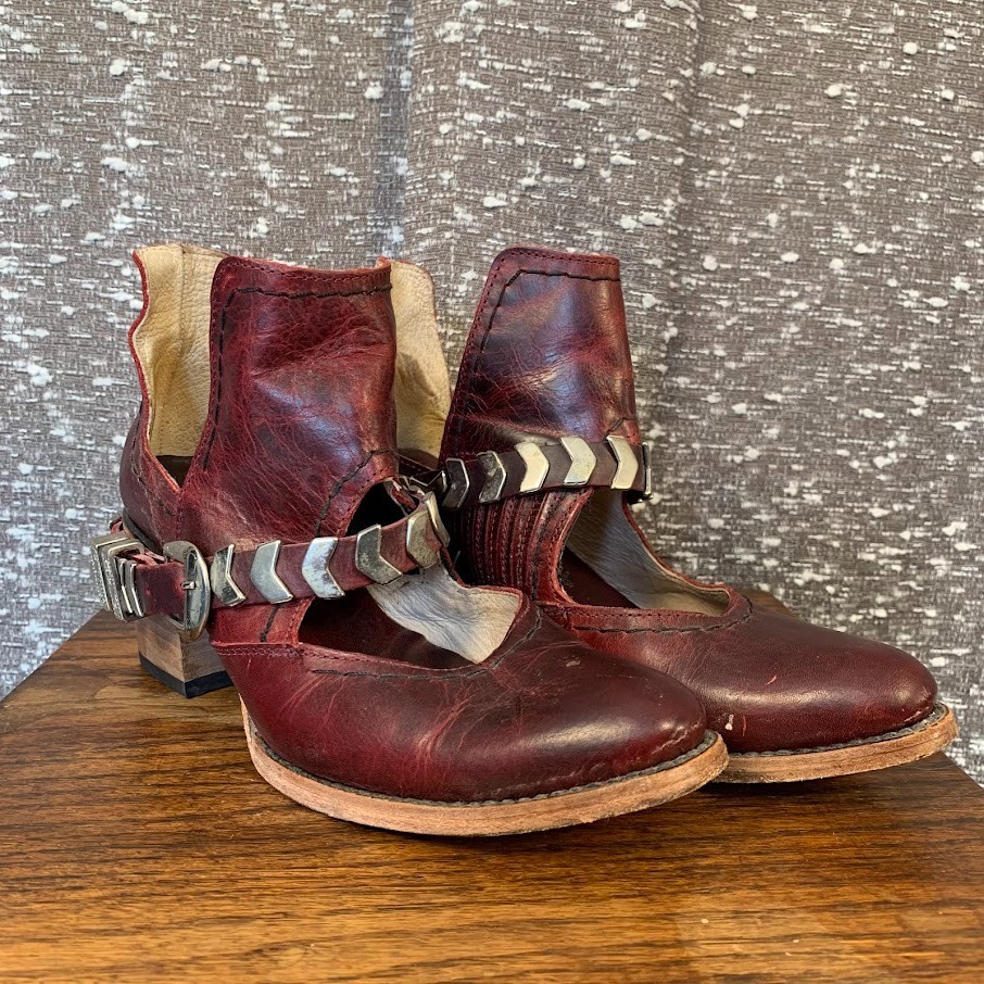 Freebird by Steven Blade Red Leather Harness Ankle Boots Western Boho Women’s 8