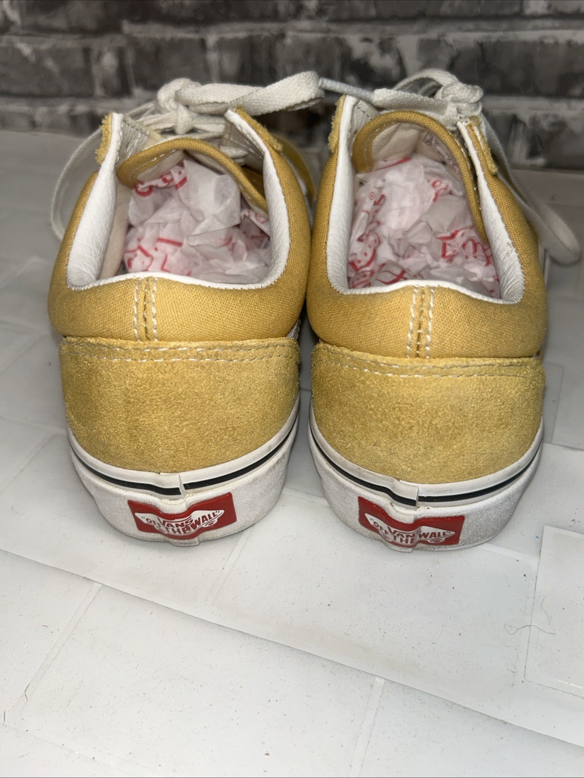 Vans Old Skool Skate Shoes Mustard Yellow Canvas Suede Classic Men 5 Women 6.5