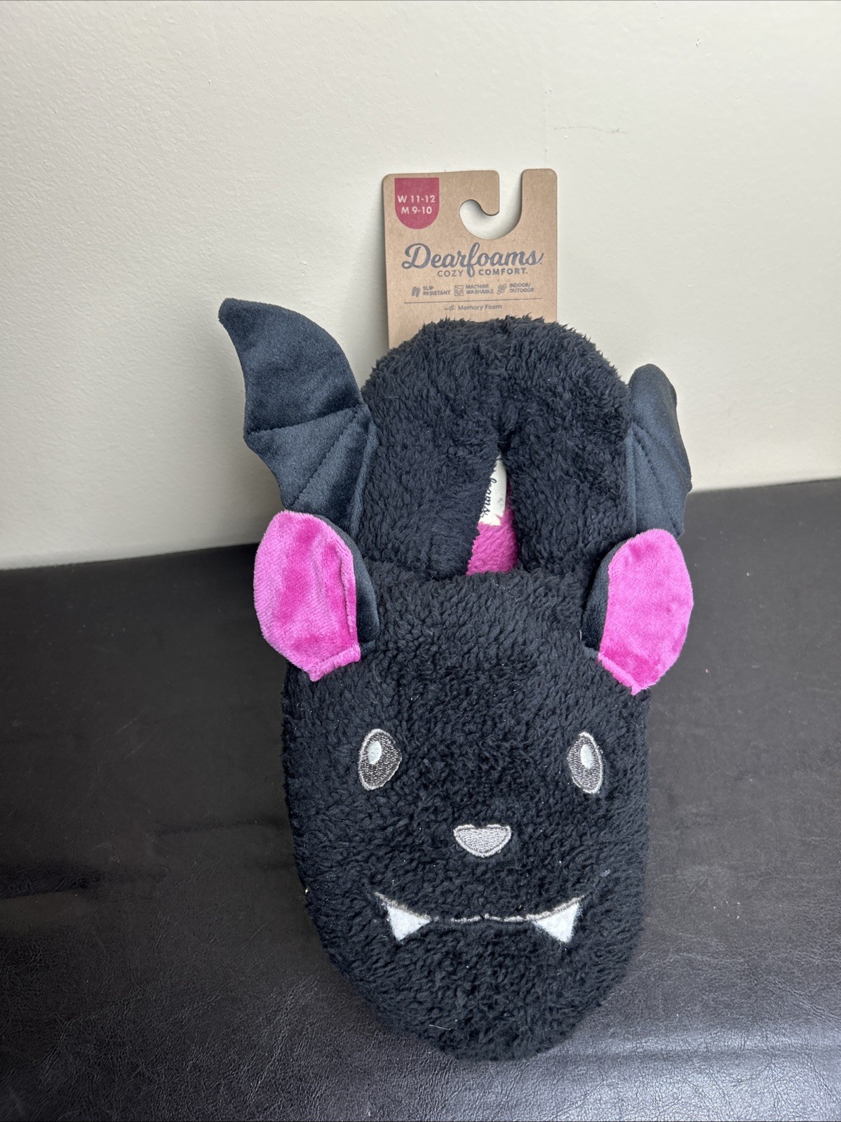 Dearfoams Halloween Bat Unisex Adult Slippers Size W 11-12/M 9-10 Brand New
