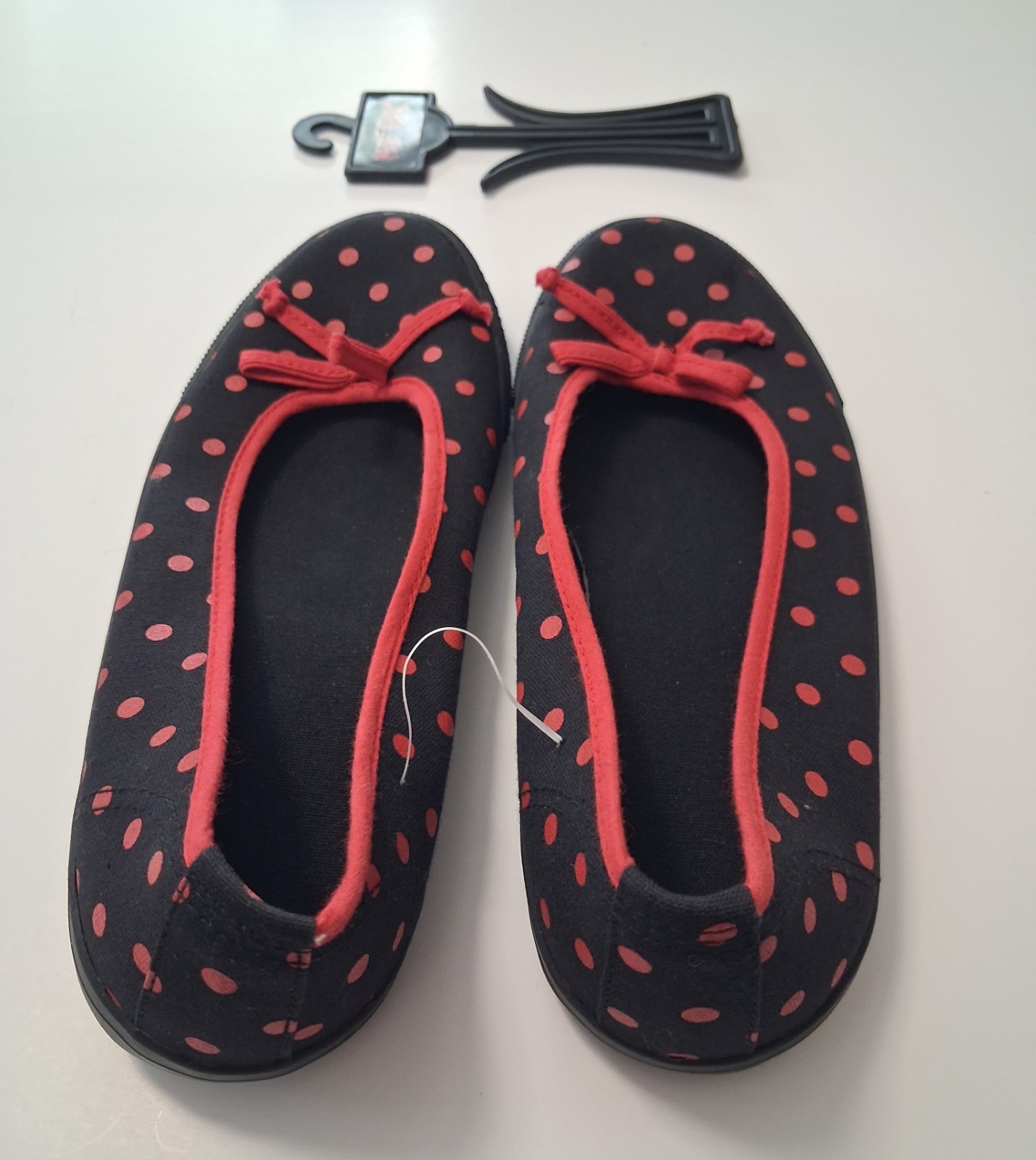 Vintage Y2K Hot Topic Black Red Polka Dot Ballet Flats Size 7 NWT Deadstock
