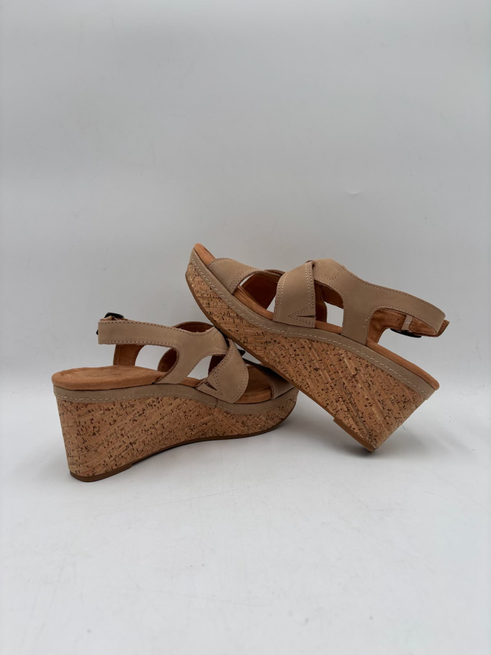 Clarks ELLERI RAE NOUGAT Women’s NEW Platform Wedge Sandals Beige Multiple Sizes