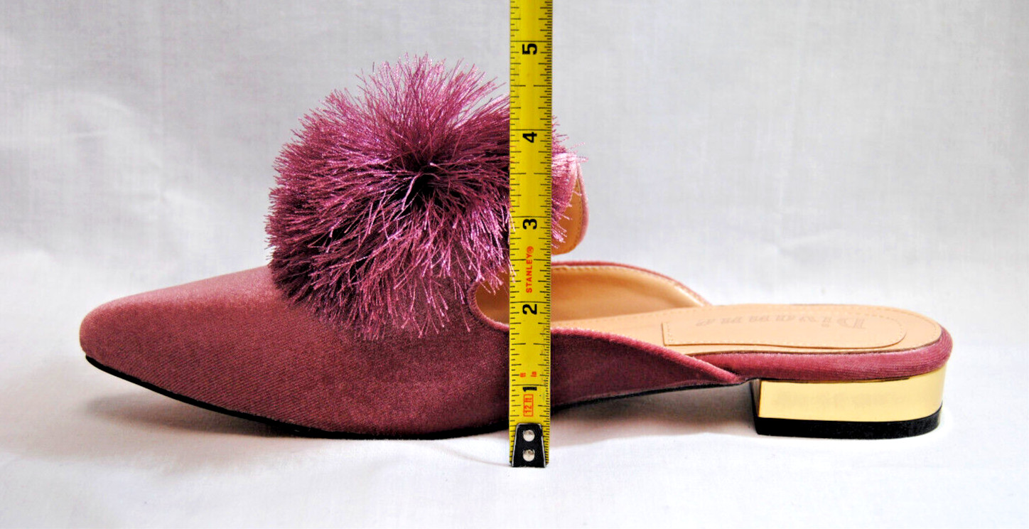 Divanne Womens Slip-On Mules Puff Pompom Backless Pointed Toe Loafers T2366
