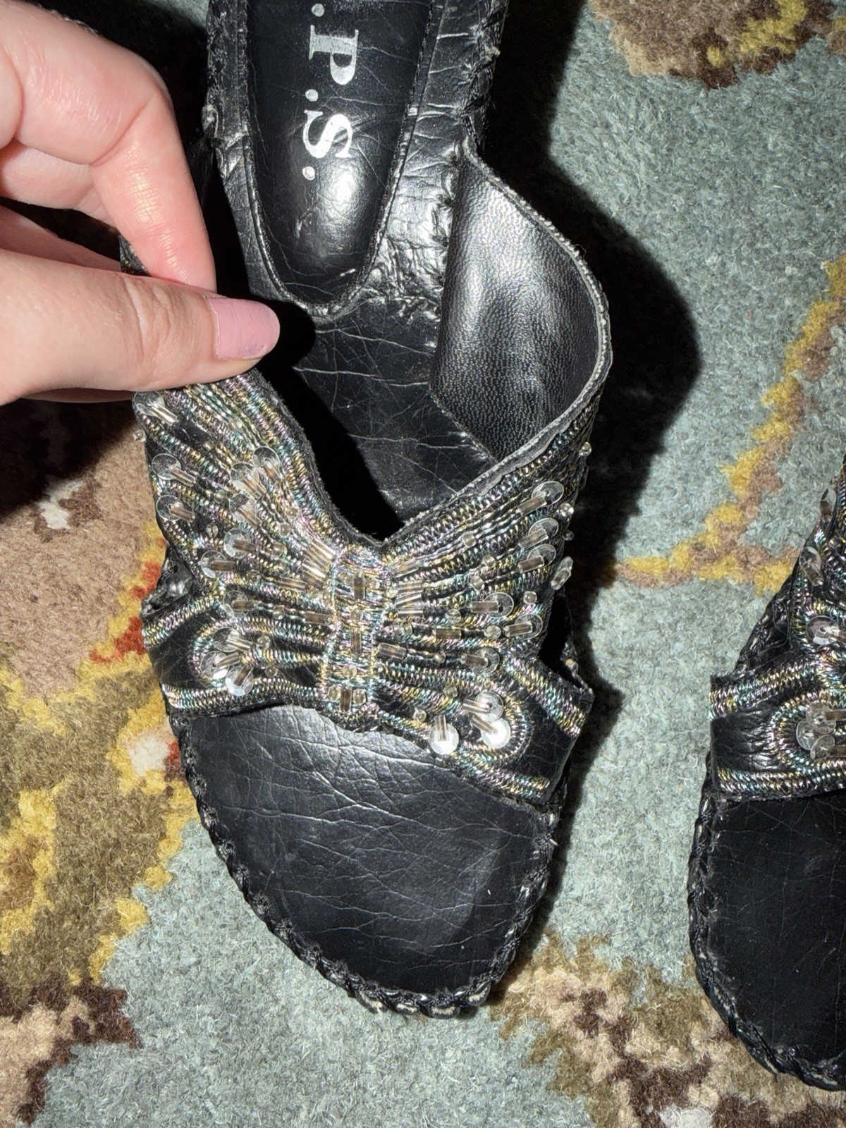 Black Y2K Sequin Butterfly Kitten Heels with silver butterfly embellishment MPS