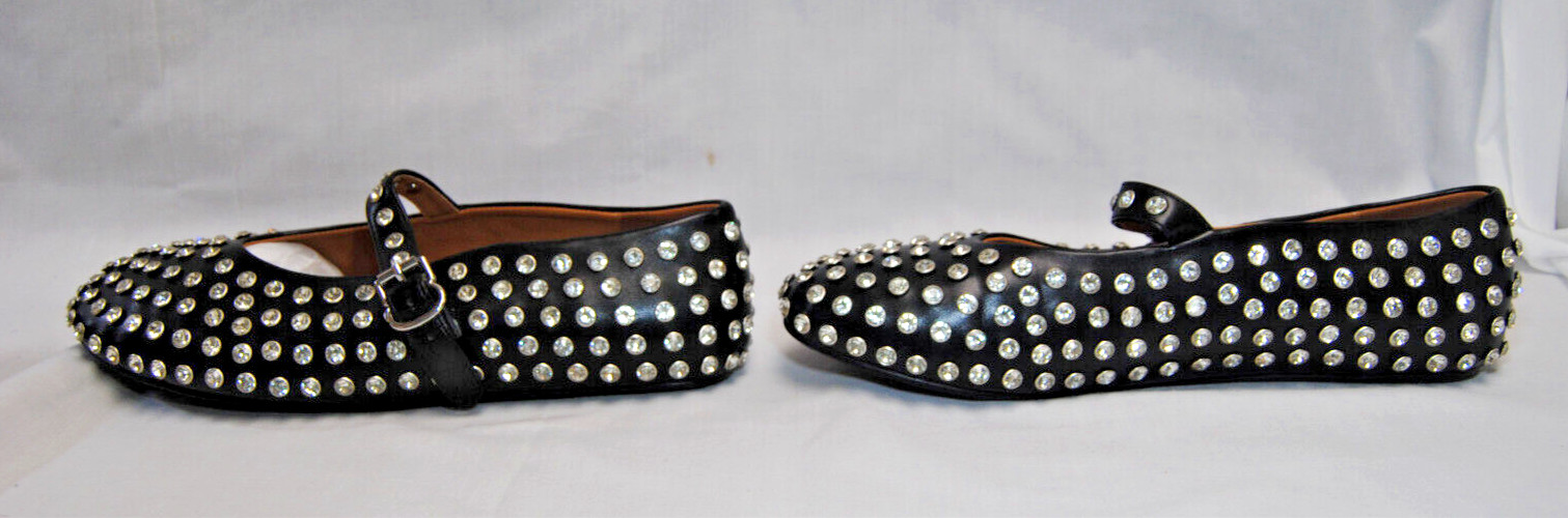 Divanne Womens Rhinestone Ballet Flats Mary Jane Shoes with Buckle Strap T2356
